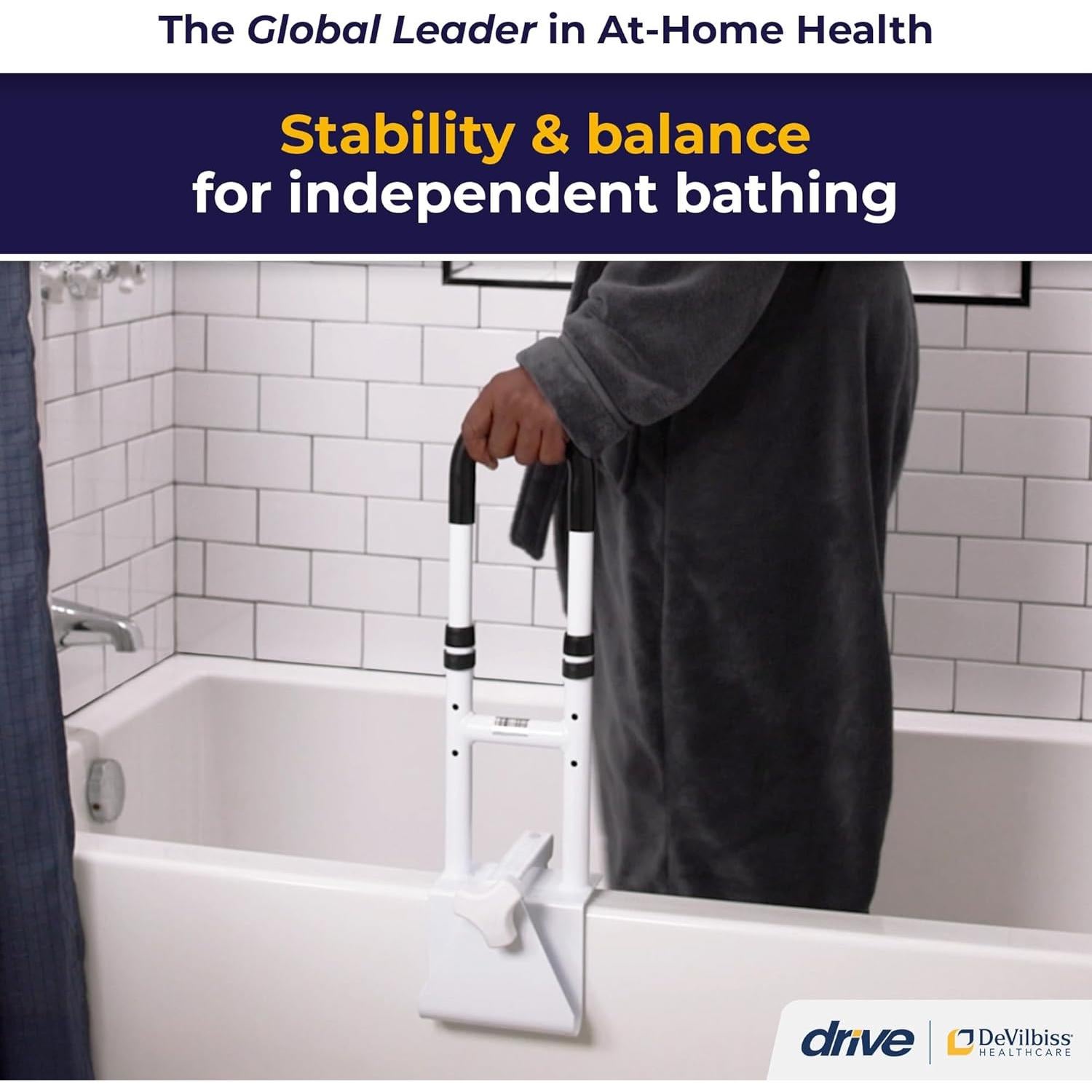 Barra de Agarre Ajustable Drive Medical para Bañera Blanca