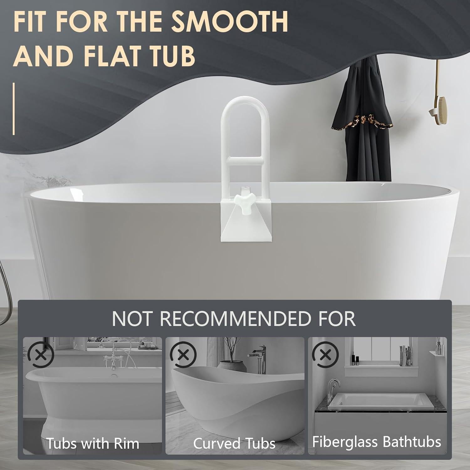 Barra de Seguridad para Bañera Wishtofly 43.2cm, Soporta 136kg