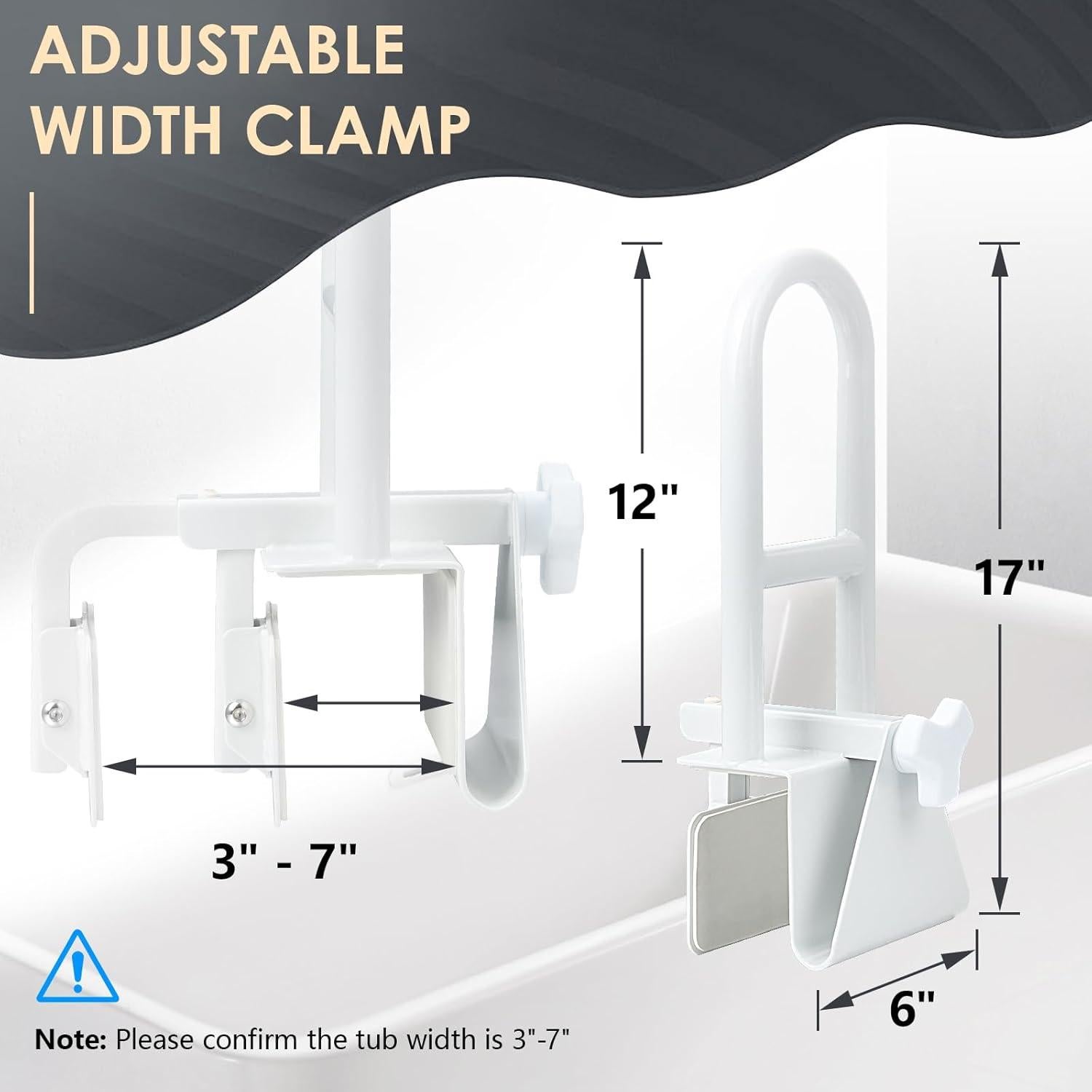 Barra de Seguridad para Bañera Wishtofly 43.2cm, Soporta 136kg