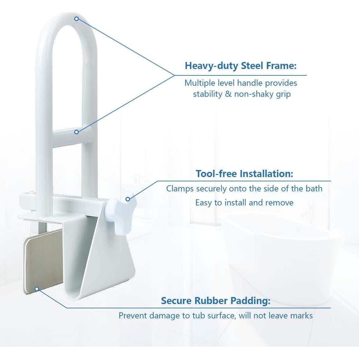 Barra de Seguridad para Bañera Butizone, Soporte Ajustable 136 kg