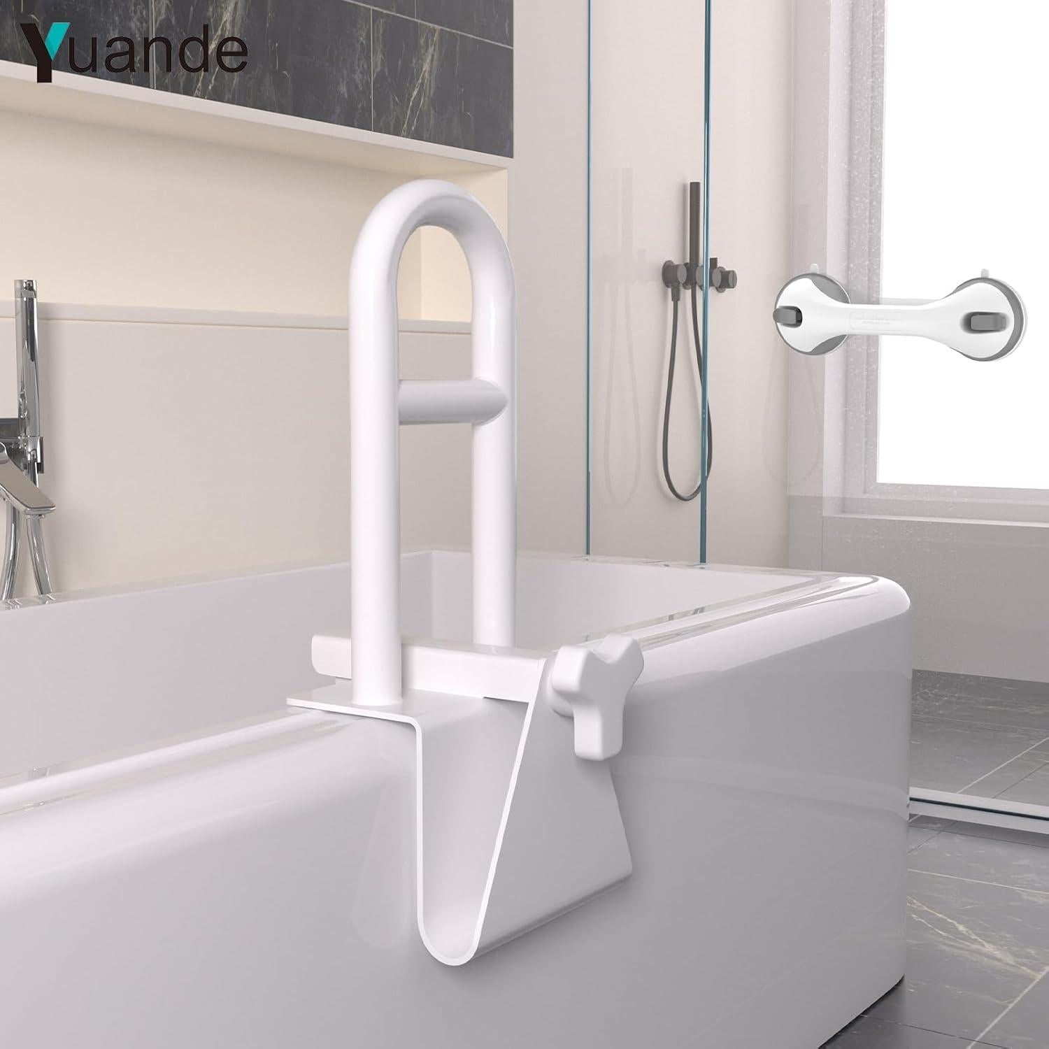 Barra de Seguridad Ajustable YuanDe 42 cm Acero Inoxidable Blanca