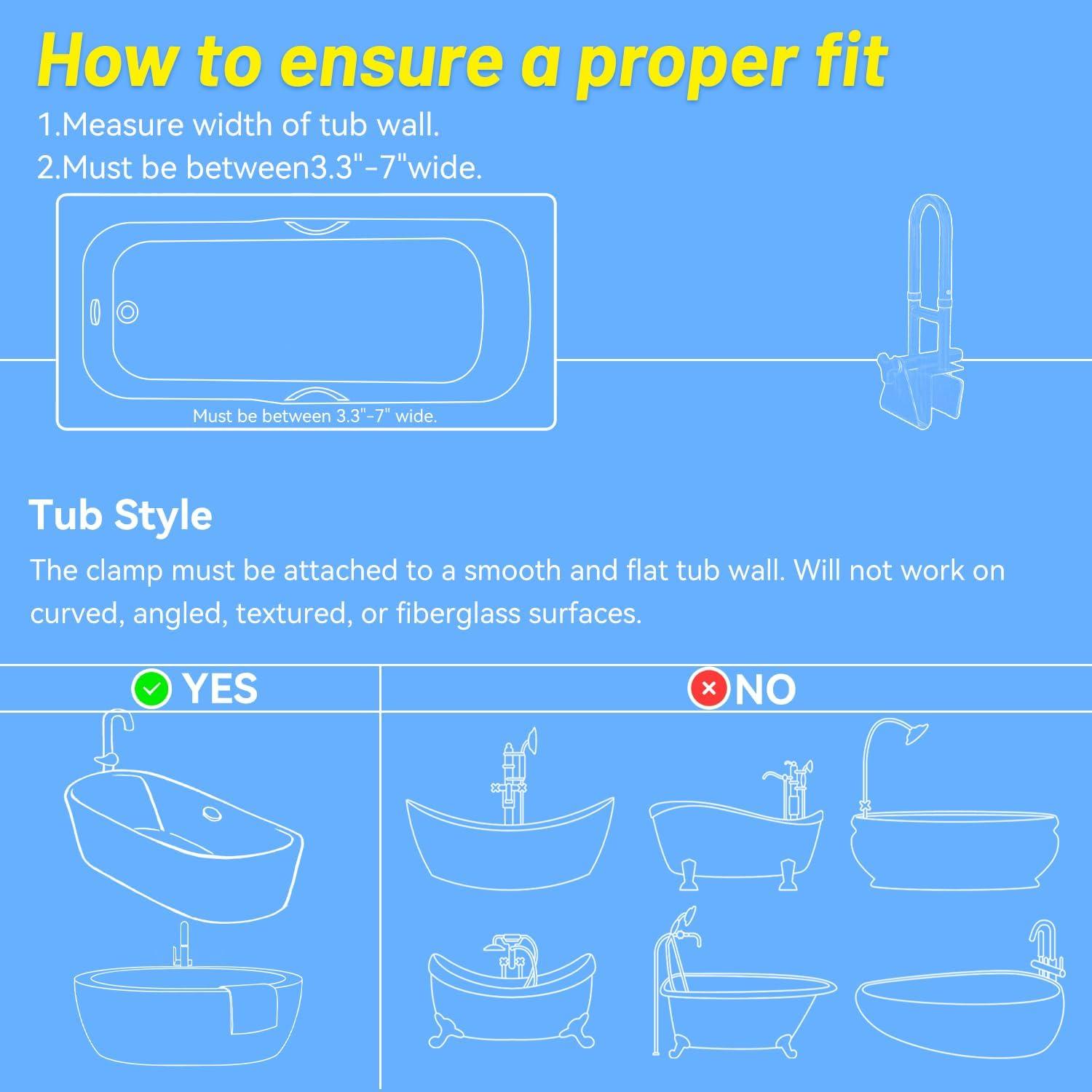 Barra de Agarre para Bañera Icedeer - Seguridad Ancianos 2.72 kg