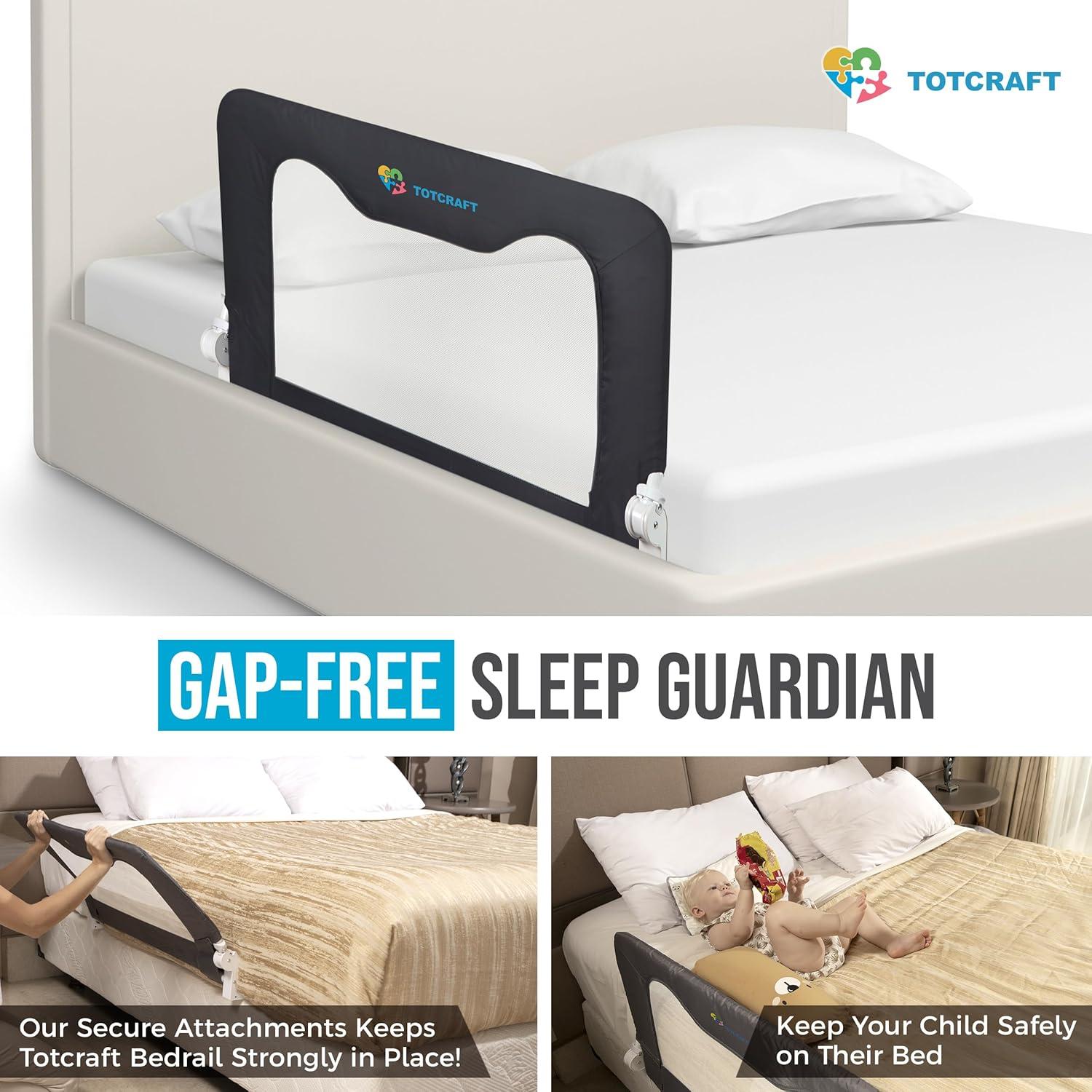 Barandilla de Seguridad TotCraft para Cunas y Camas - Gris 90.2x59.7 cm