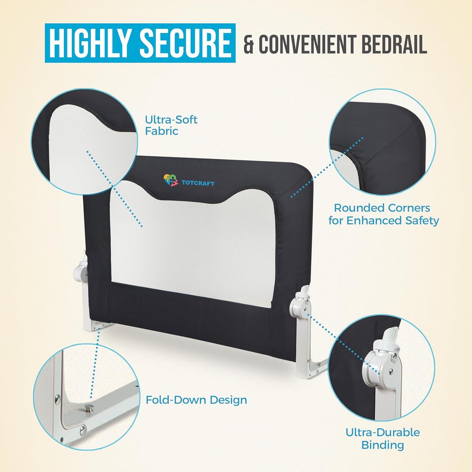 Barandilla de Seguridad TotCraft para Cunas y Camas - Gris 90.2x59.7 cm