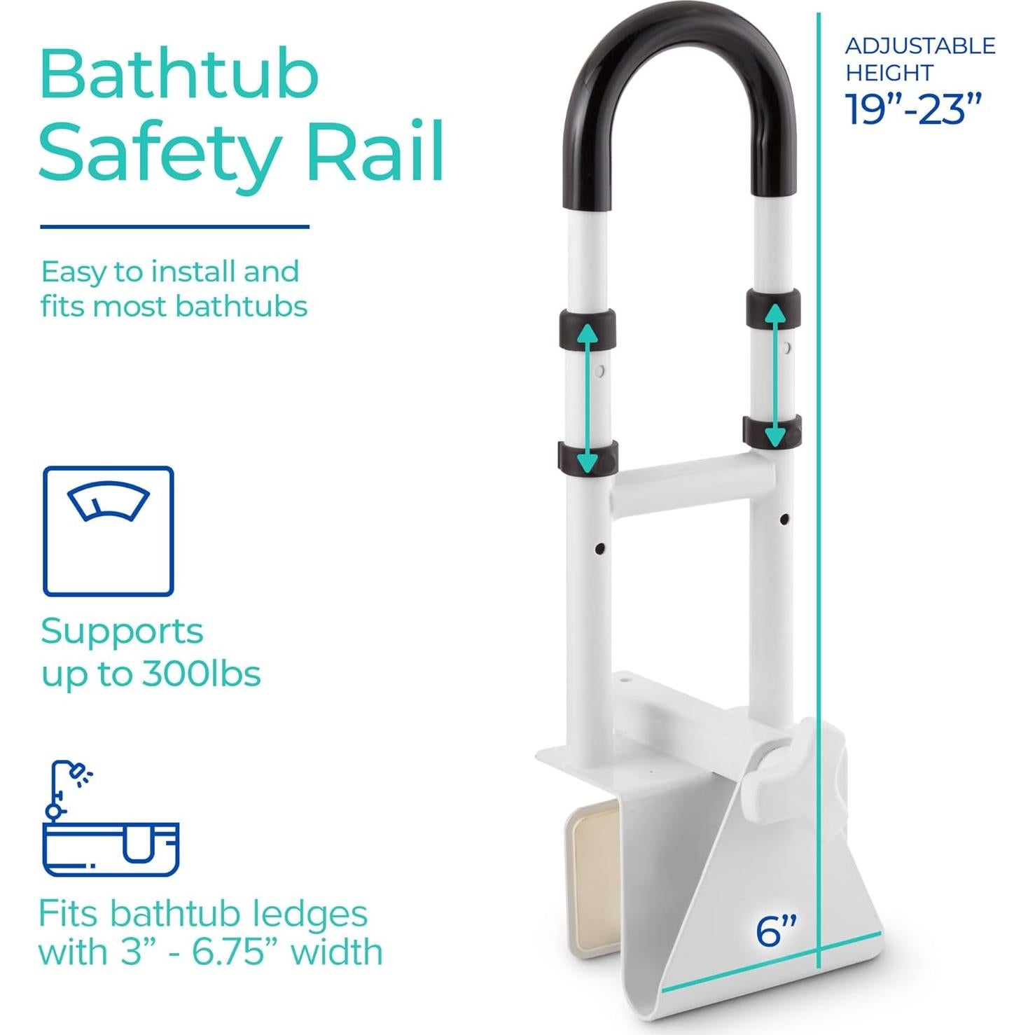 Barra de Agarre Ajustable Innovaciones Modernas para Bañera 136kg