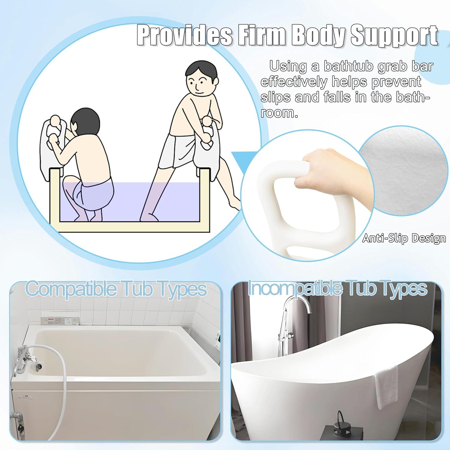 Barra de Seguridad Ajustable FamilyRoots para Bañera, Soporta 150 kg, Antideslizante, Blanca