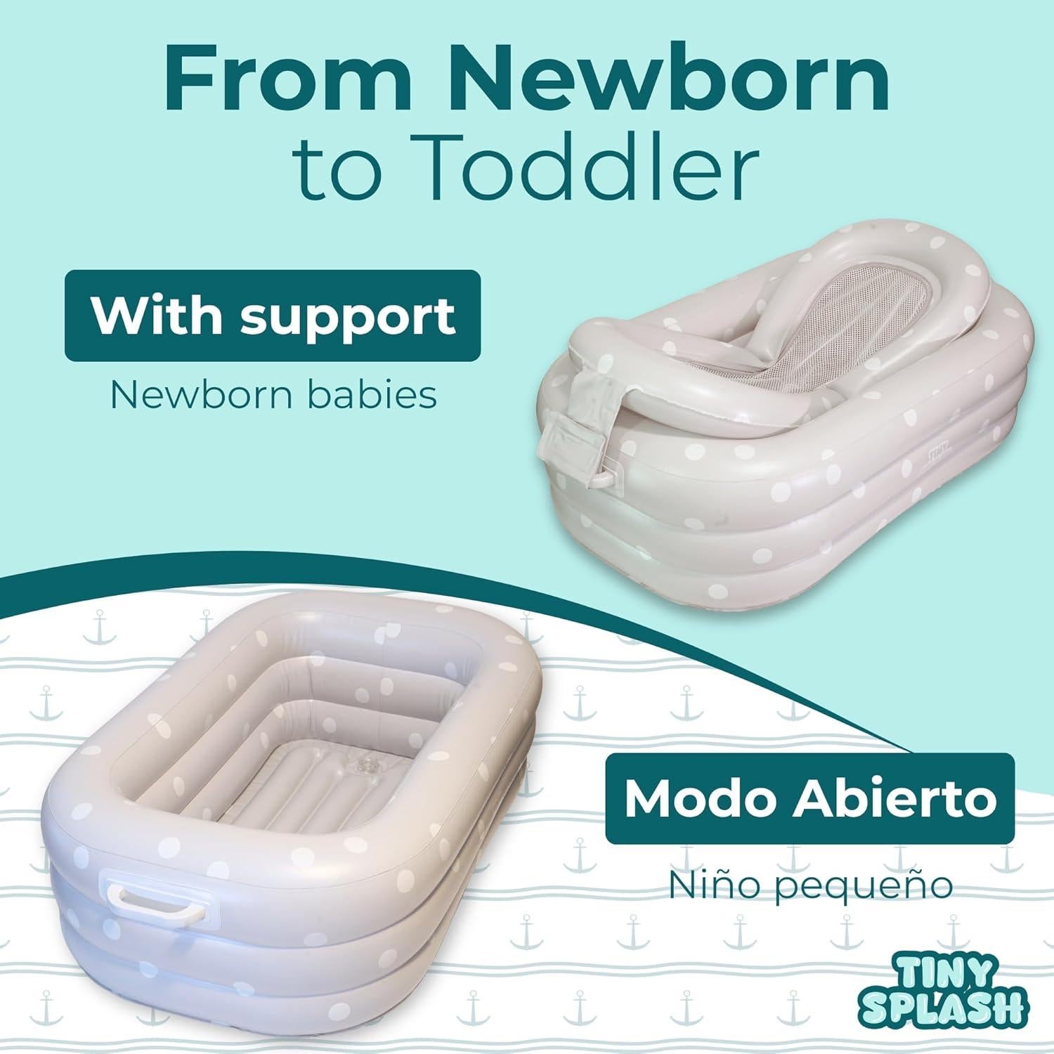 Bañera Inflable para Bebés TINY SPLASH con Cojín y Juguetes