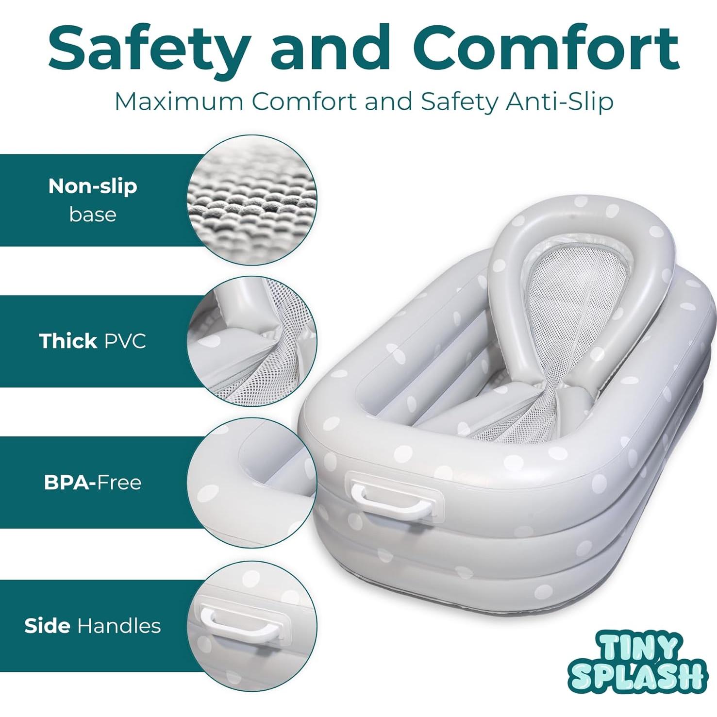 Bañera Inflable para Bebés TINY SPLASH con Cojín y Juguetes