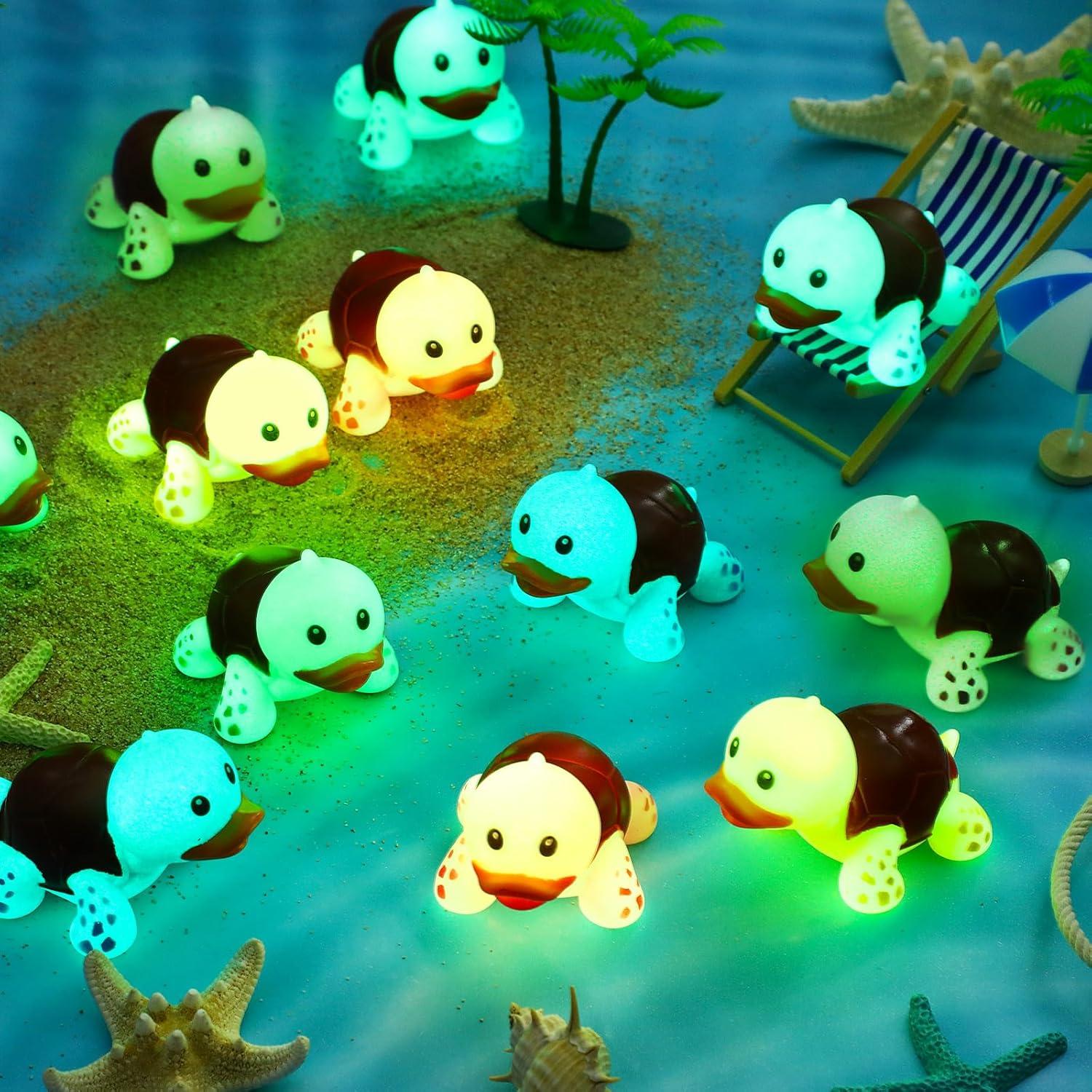 24 Juguetes de Baño Tortuga de Goma HyDren Brillantes