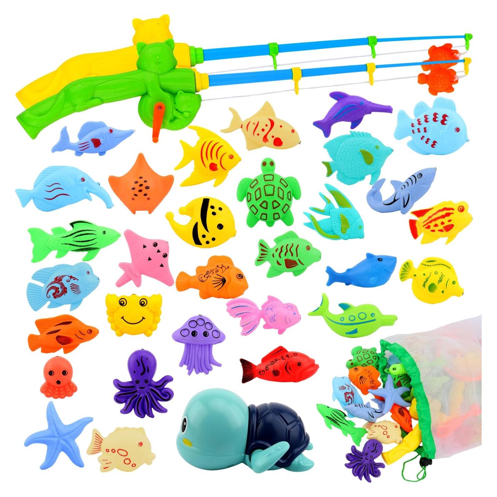 Juego de Pesca Magnética para Baño AUUGUU - 2 Cañas y Peces