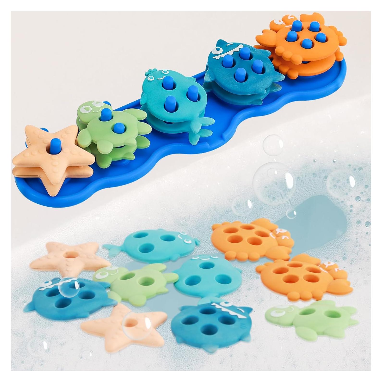 Juguetes de Baño de Silicona Ebukur para Bebés 10 Piezas