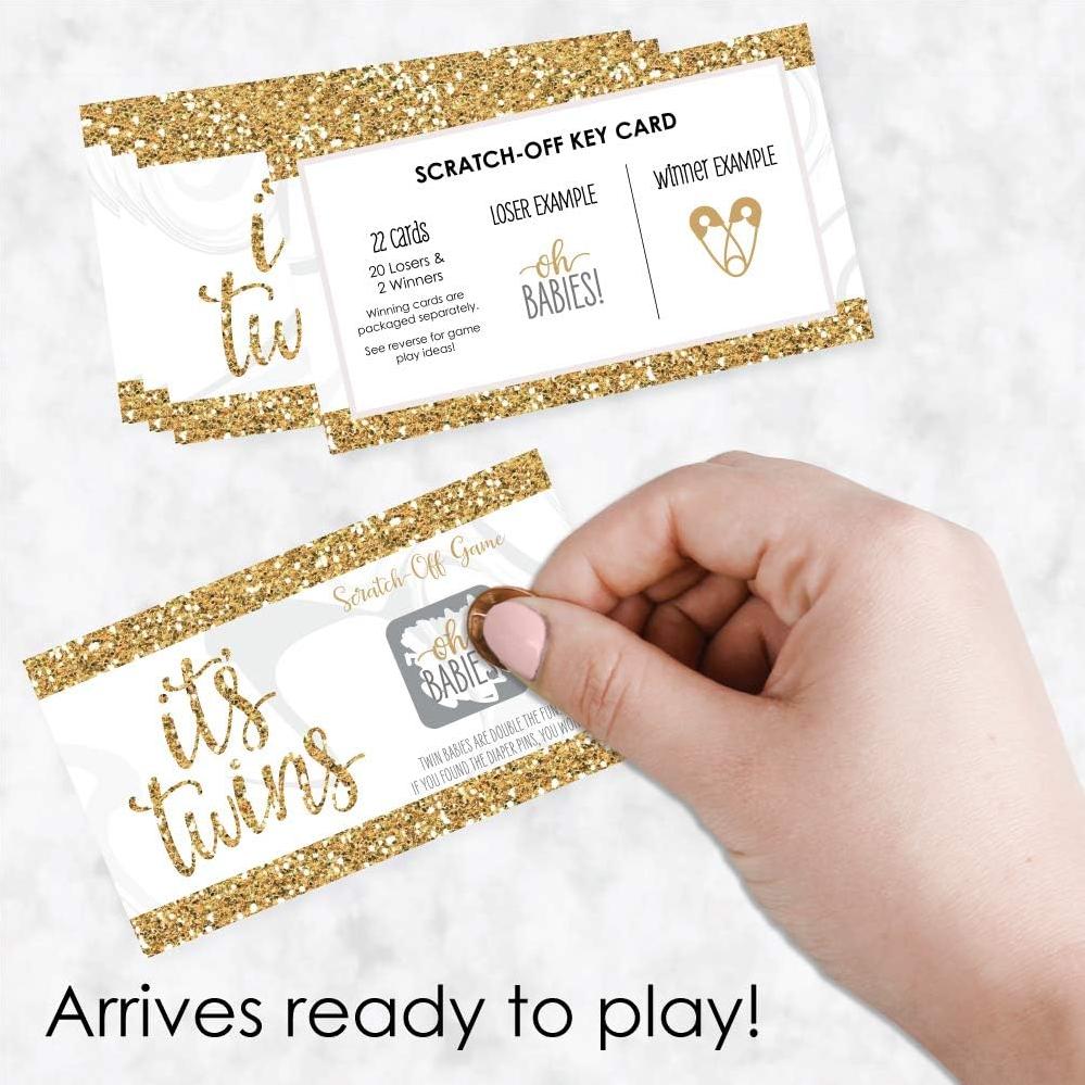 Juego de Tarjetas de Rascar Doradas Gran Punto de Felicidad - 22 Unidades para Baby Shower Gemelos