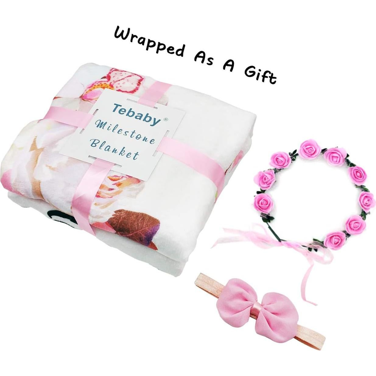 Manta de Hitos Mensuales Tebaby Rosa Floral 130x100 cm Suave