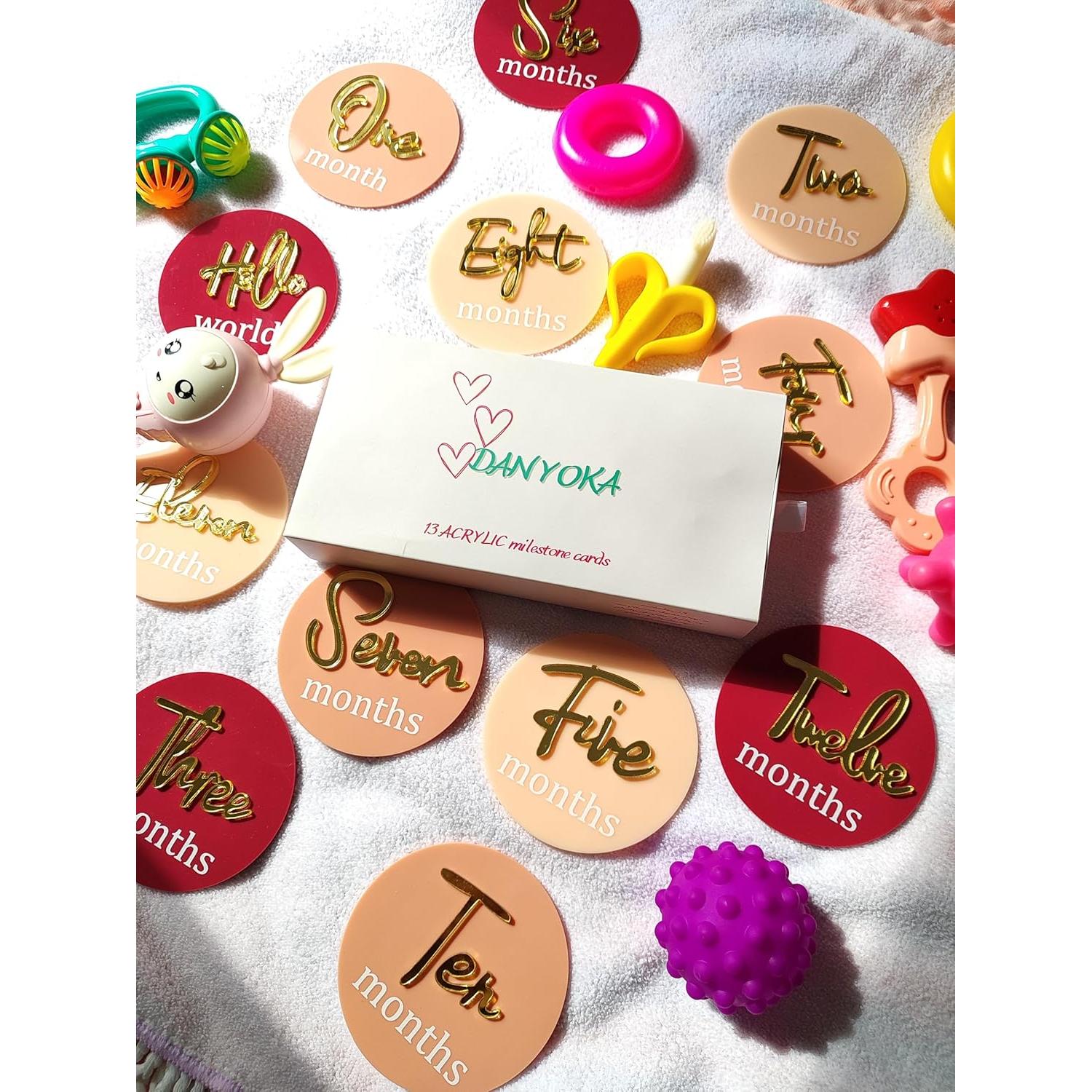 Tarjetas de Hitos Mensuales 3D Acrílico DANYOKA Niña - 13 Piezas