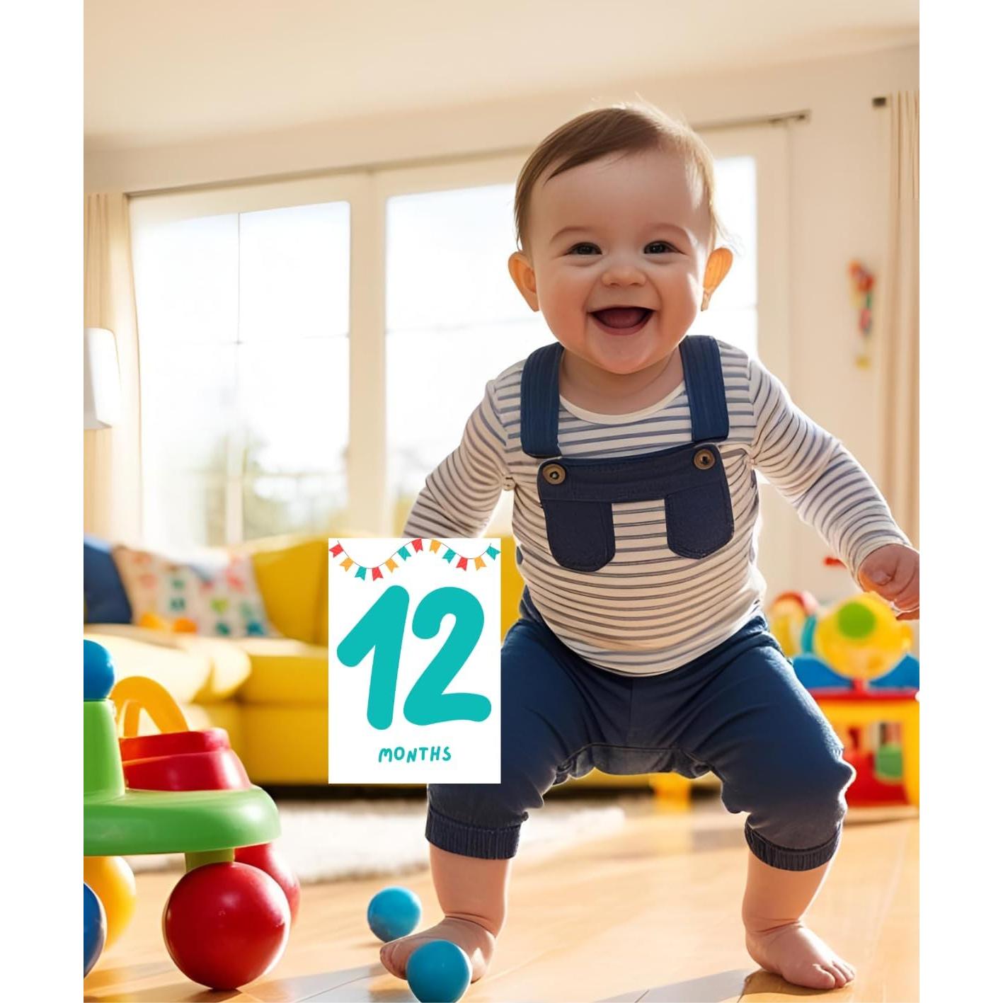 Tarjetas de Hitos Mensuales Bebé TODOKRAFT Azul 13 Piezas