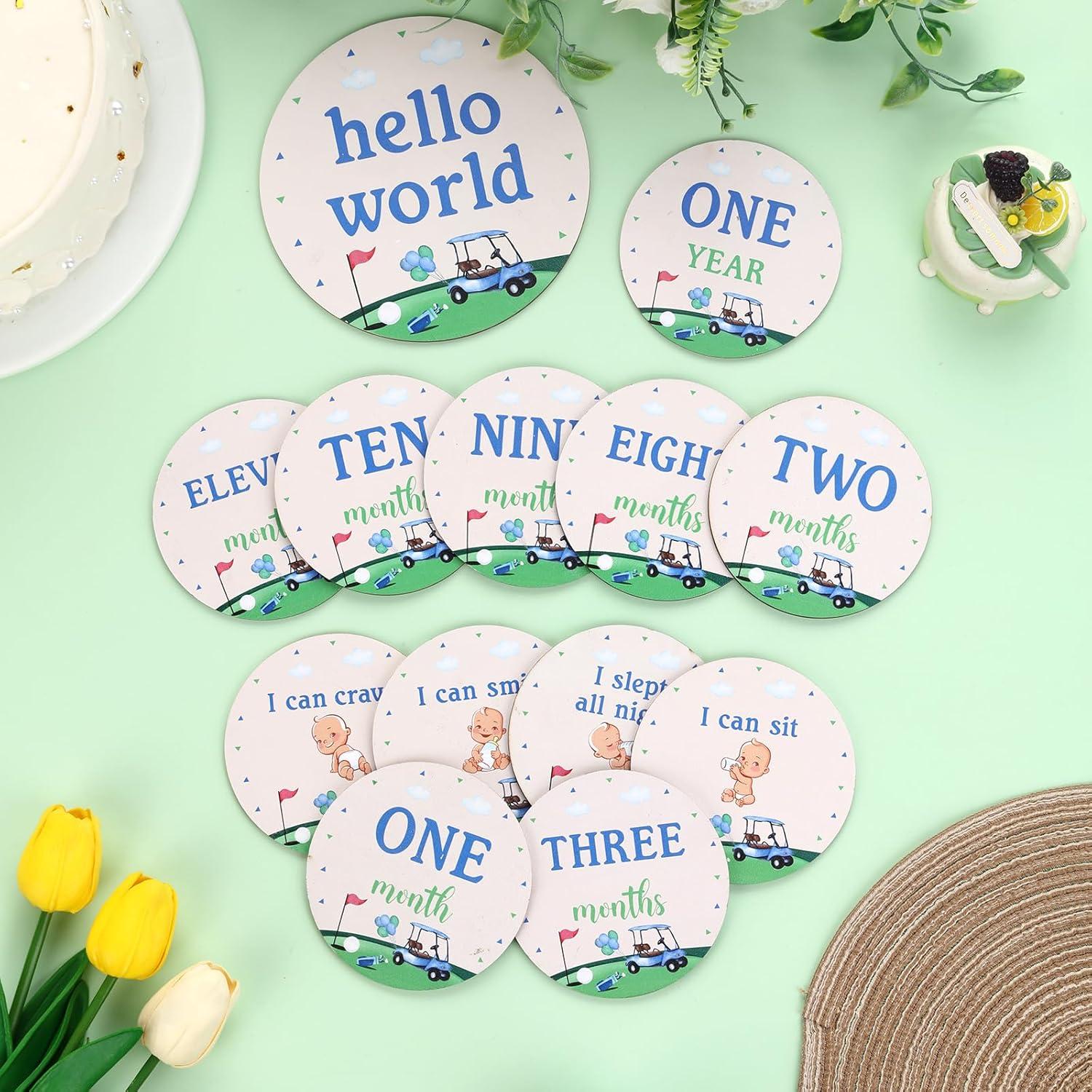 Tarjetas de Foto Mensuales de Madera para Bebés Golf Funmemoir