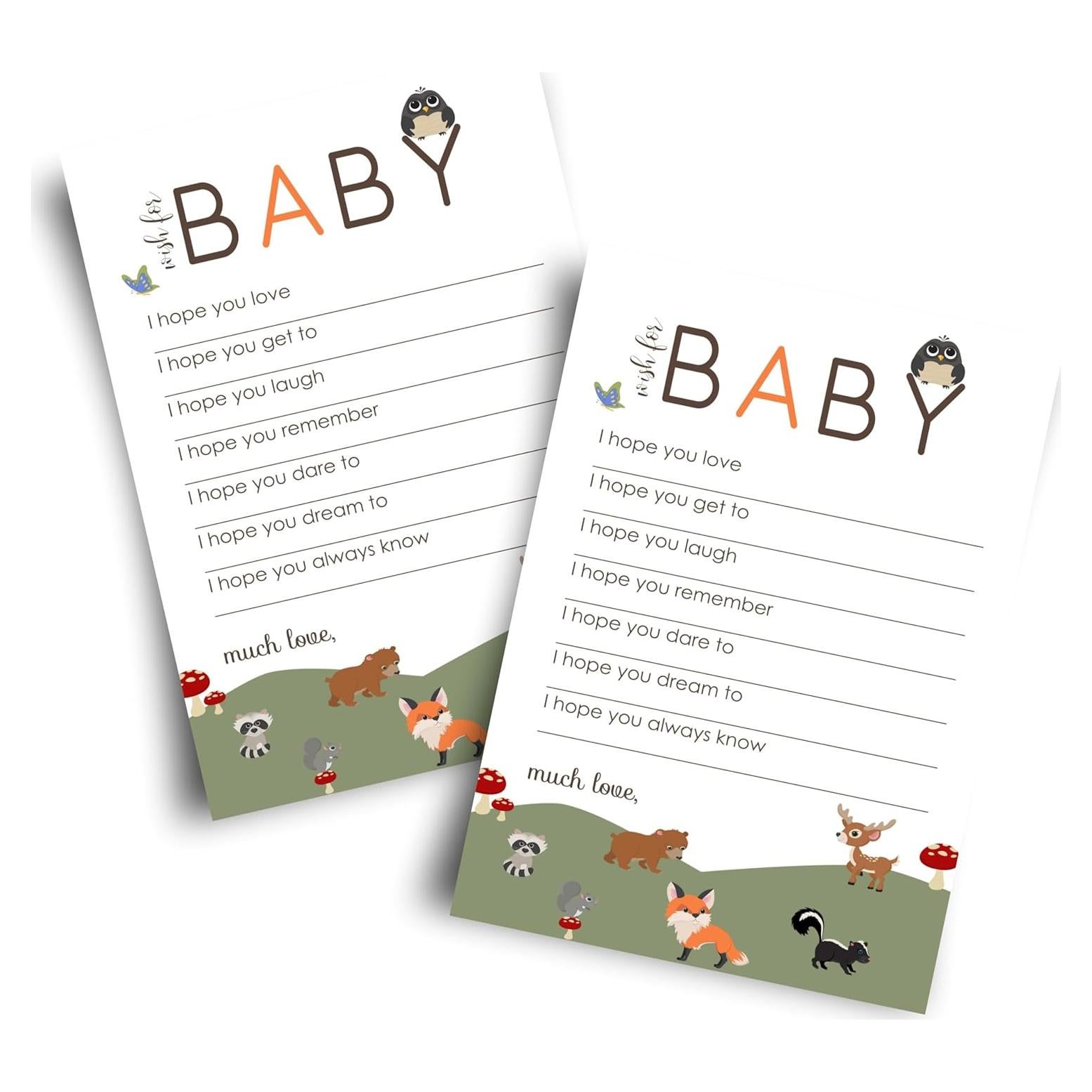 Tarjetas de Deseos del Bosque Paper Clever Party - 20 Unidades 10x15 cm