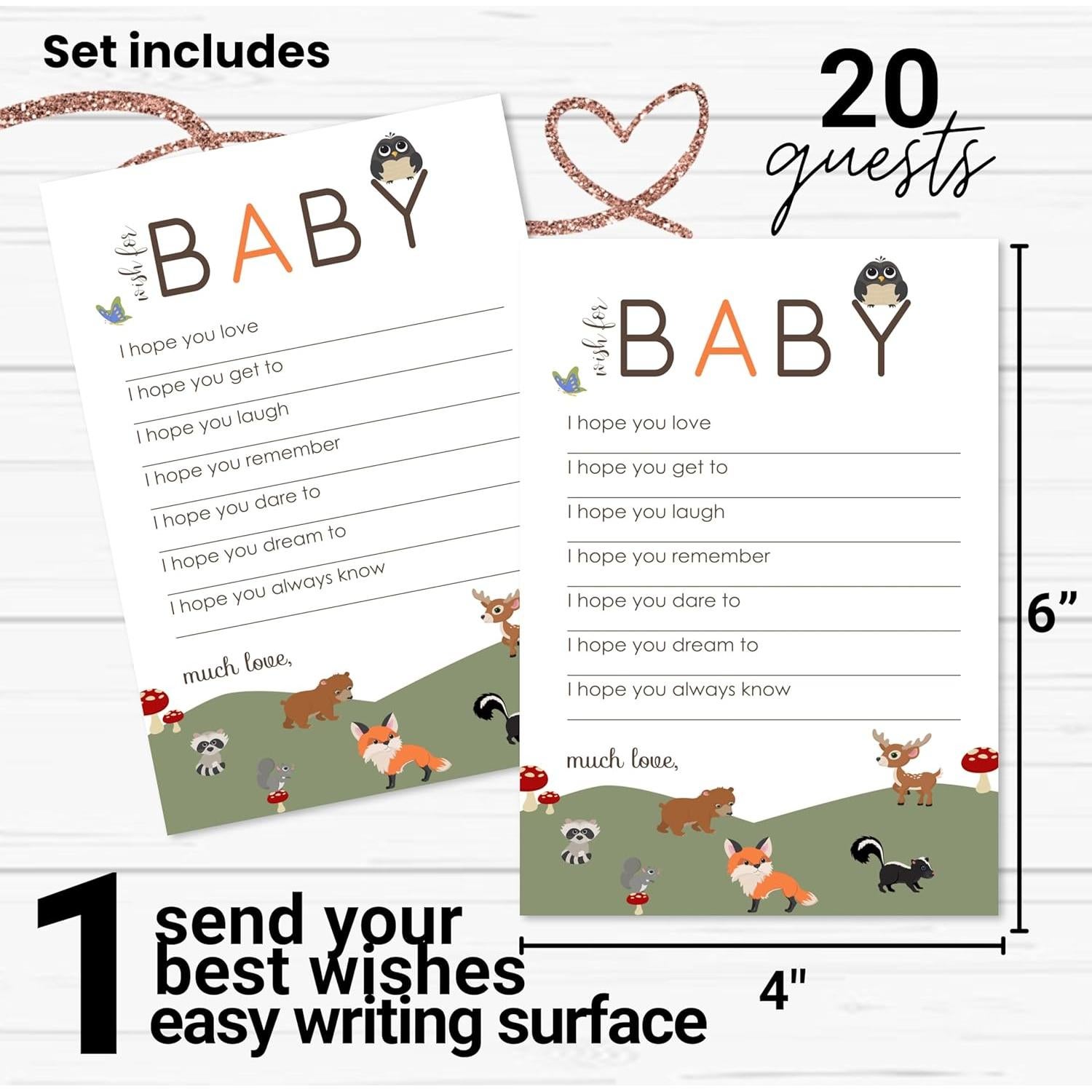 Tarjetas de Deseos del Bosque Paper Clever Party - 20 Unidades 10x15 cm