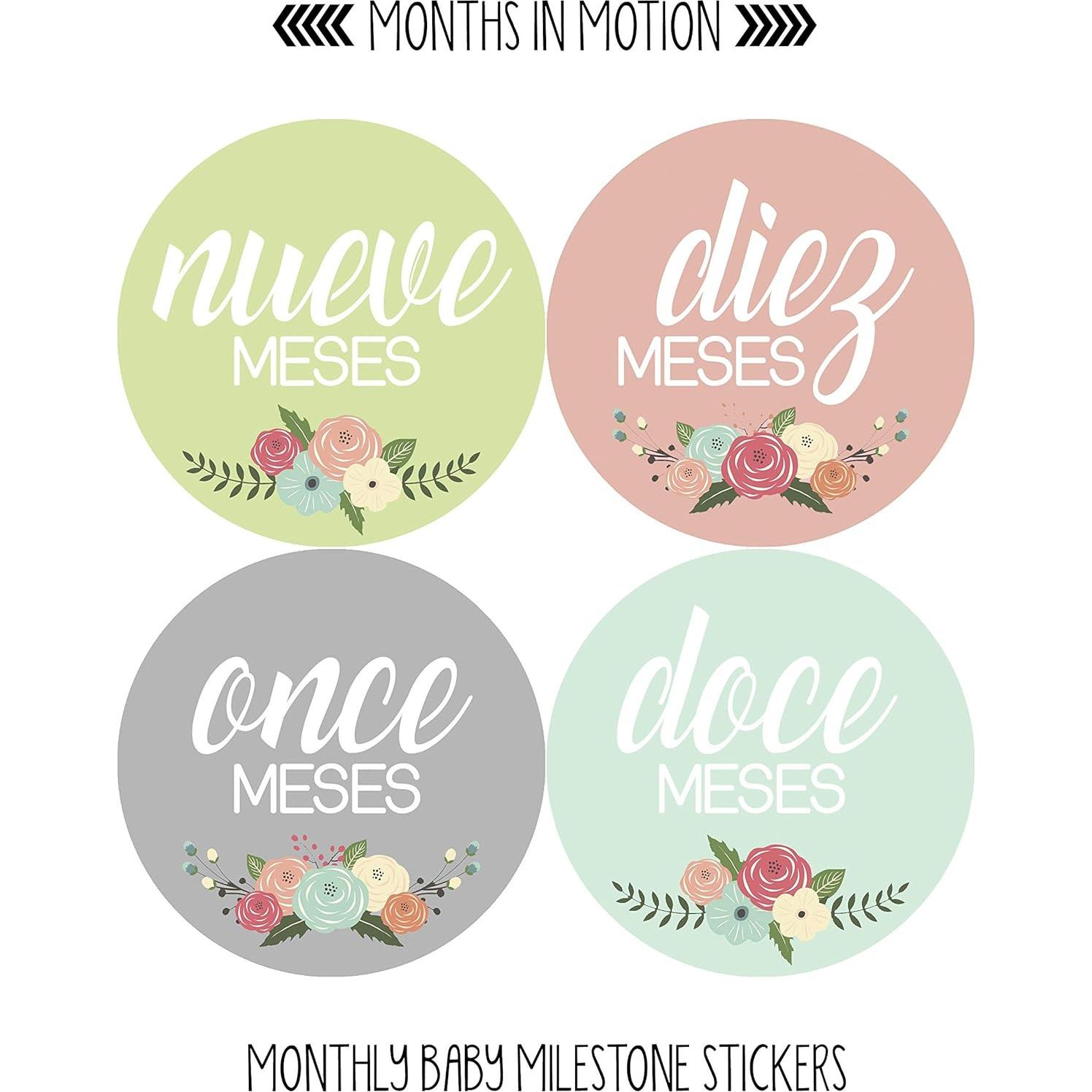 Pegatinas Mensuales para Bebés - Meses en Movimiento 12 Piezas