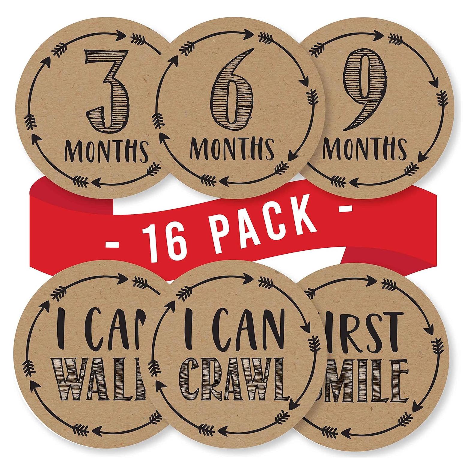 Calcomanías Mensuales de Hitos para Bebés Hadley Designs - 16 Piezas