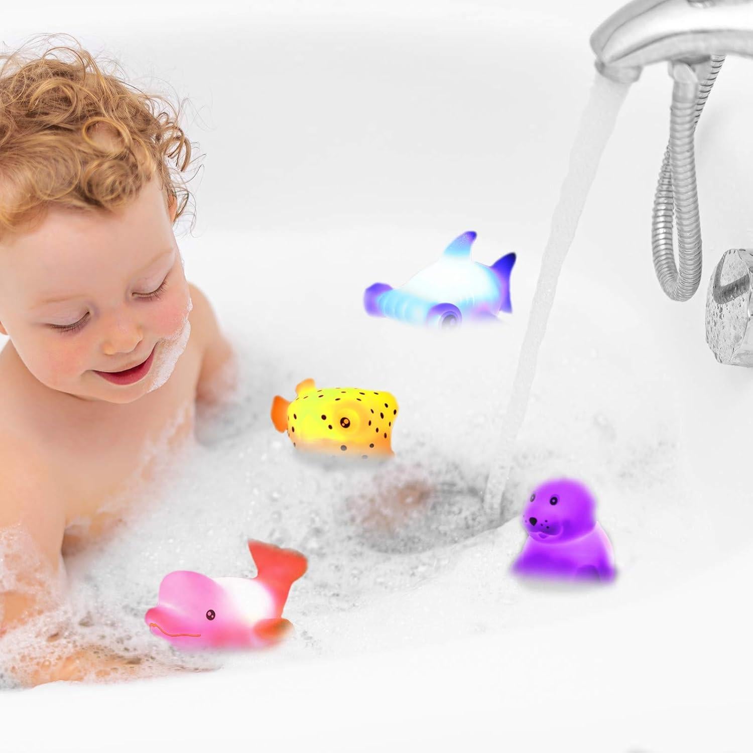 Set de Juguetes de Baño Flotantes LED Yeonha, 12 Piezas