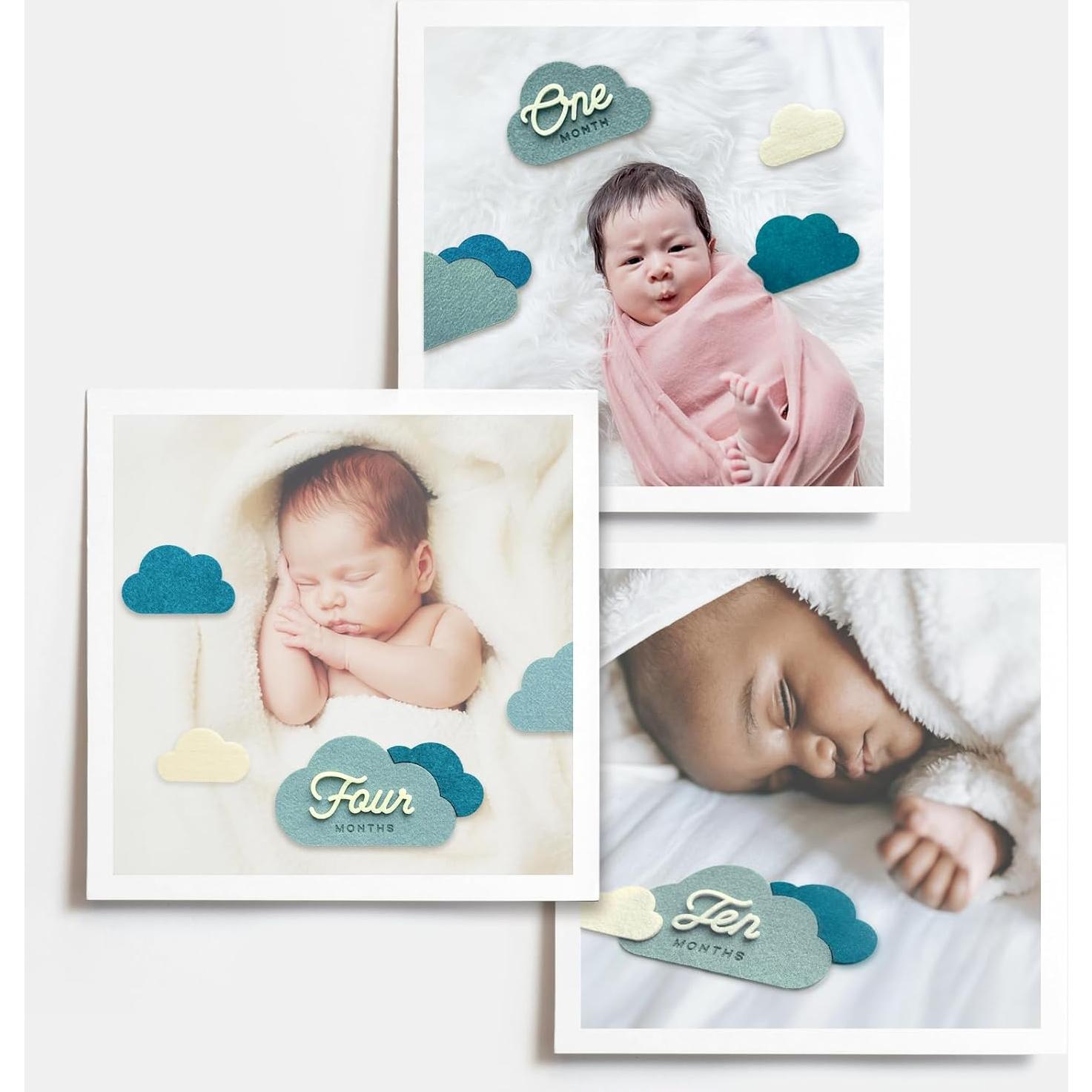 Carteles de Hitos Mensuales Cloud Baby - Tarjetas de Prop para Fotos