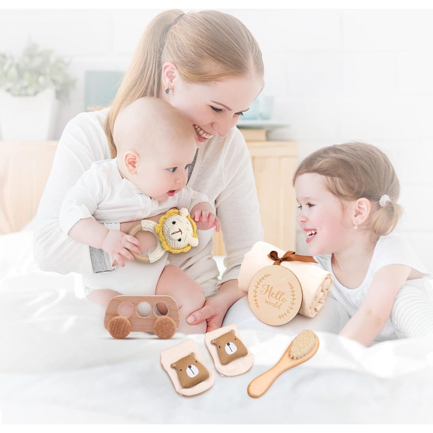 Cesta de Regalo para Bebés Recien Nacidos con Sonajero de León