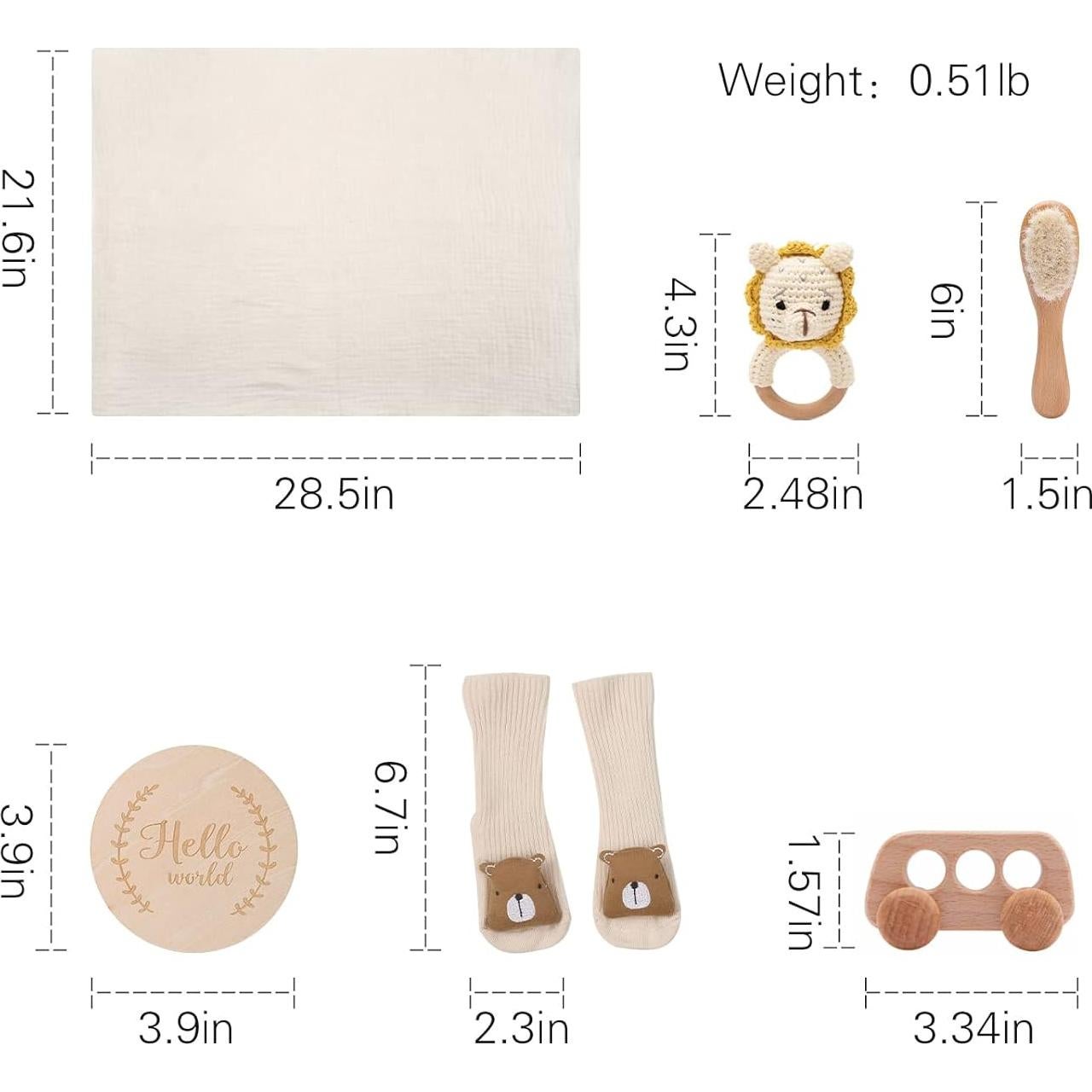 Cesta de Regalo para Bebés Recien Nacidos con Sonajero de León