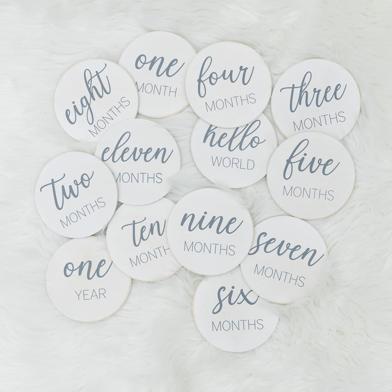 Discos de Hitos de Madera Natural - 13 Tarjetas para Bebés