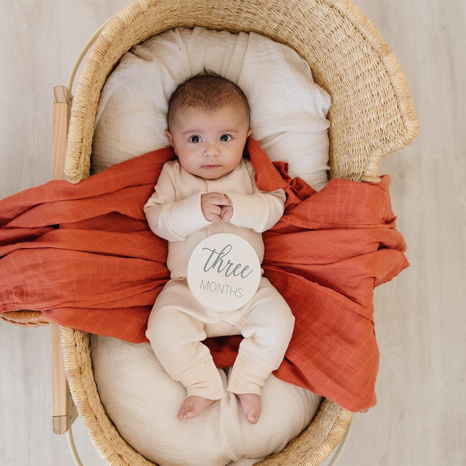 Discos de Hitos de Madera Natural - 13 Tarjetas para Bebés