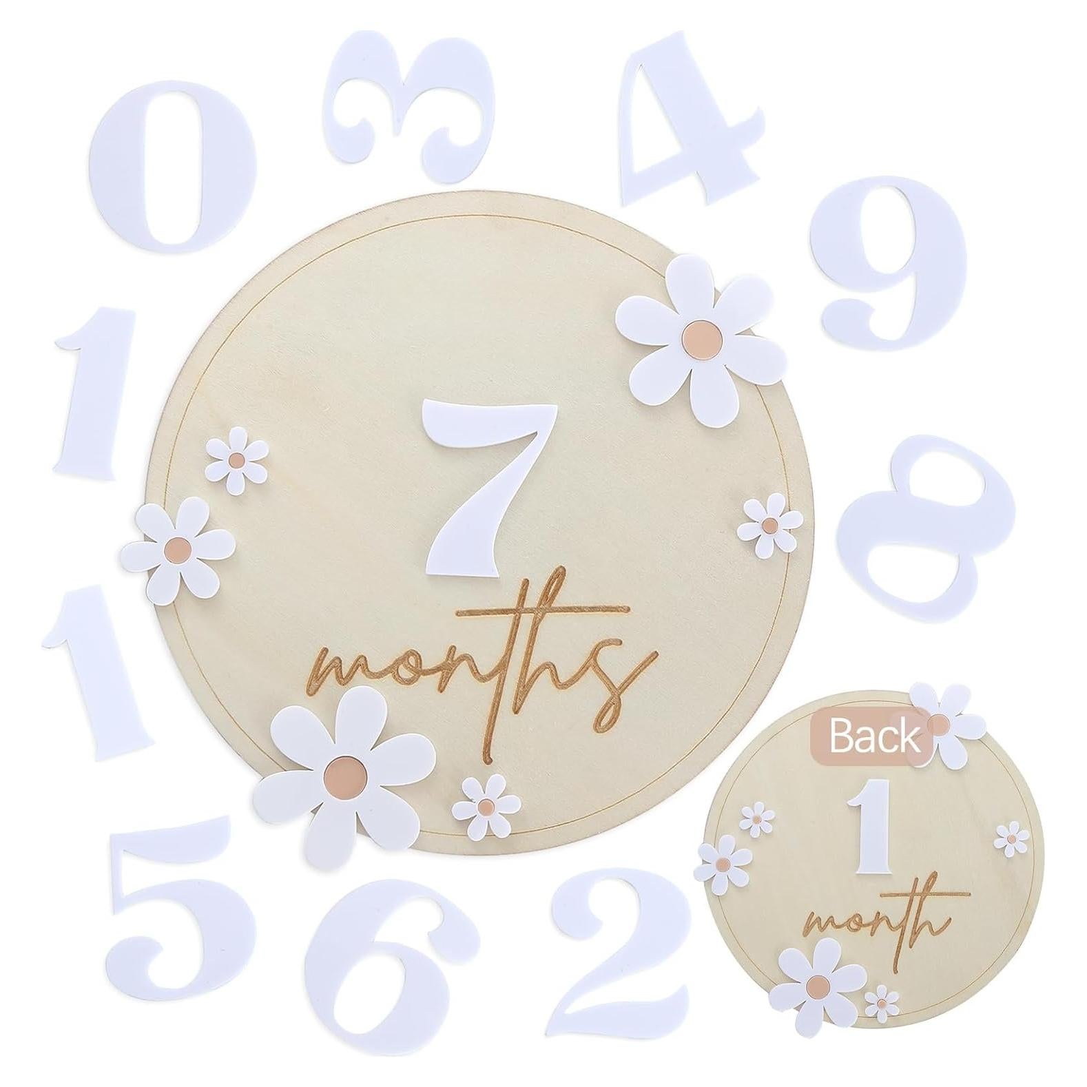 Tarjetas de Hitos Mensuales Bebé Madera LeeLeeAn - 19.3x16.8 cm