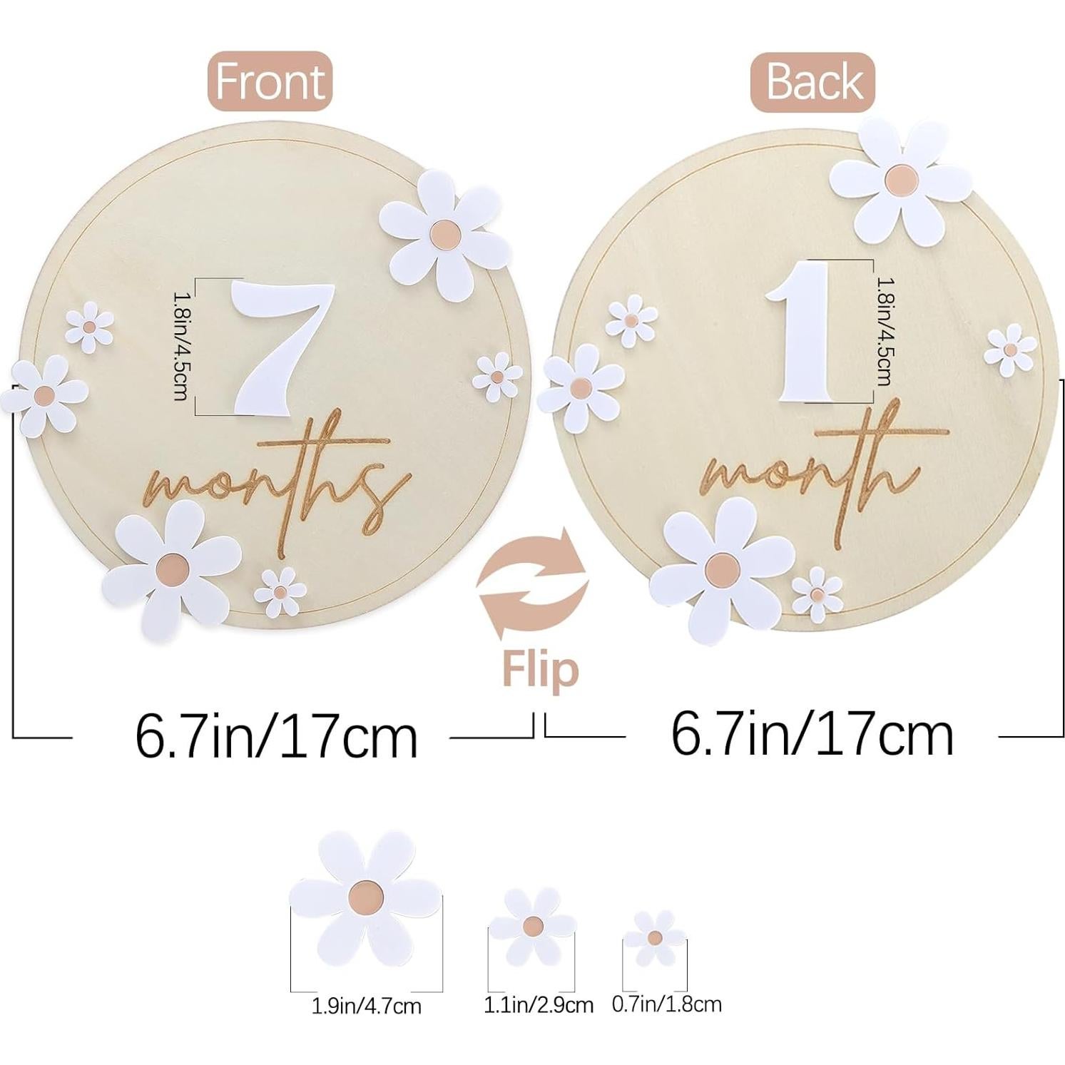 Tarjetas de Hitos Mensuales Bebé Madera LeeLeeAn - 19.3x16.8 cm