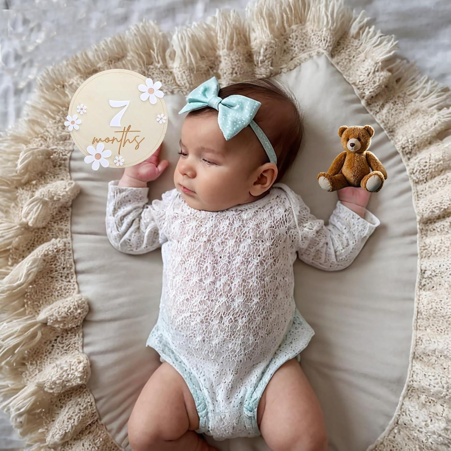 Tarjetas de Hitos Mensuales Bebé Madera LeeLeeAn - 19.3x16.8 cm