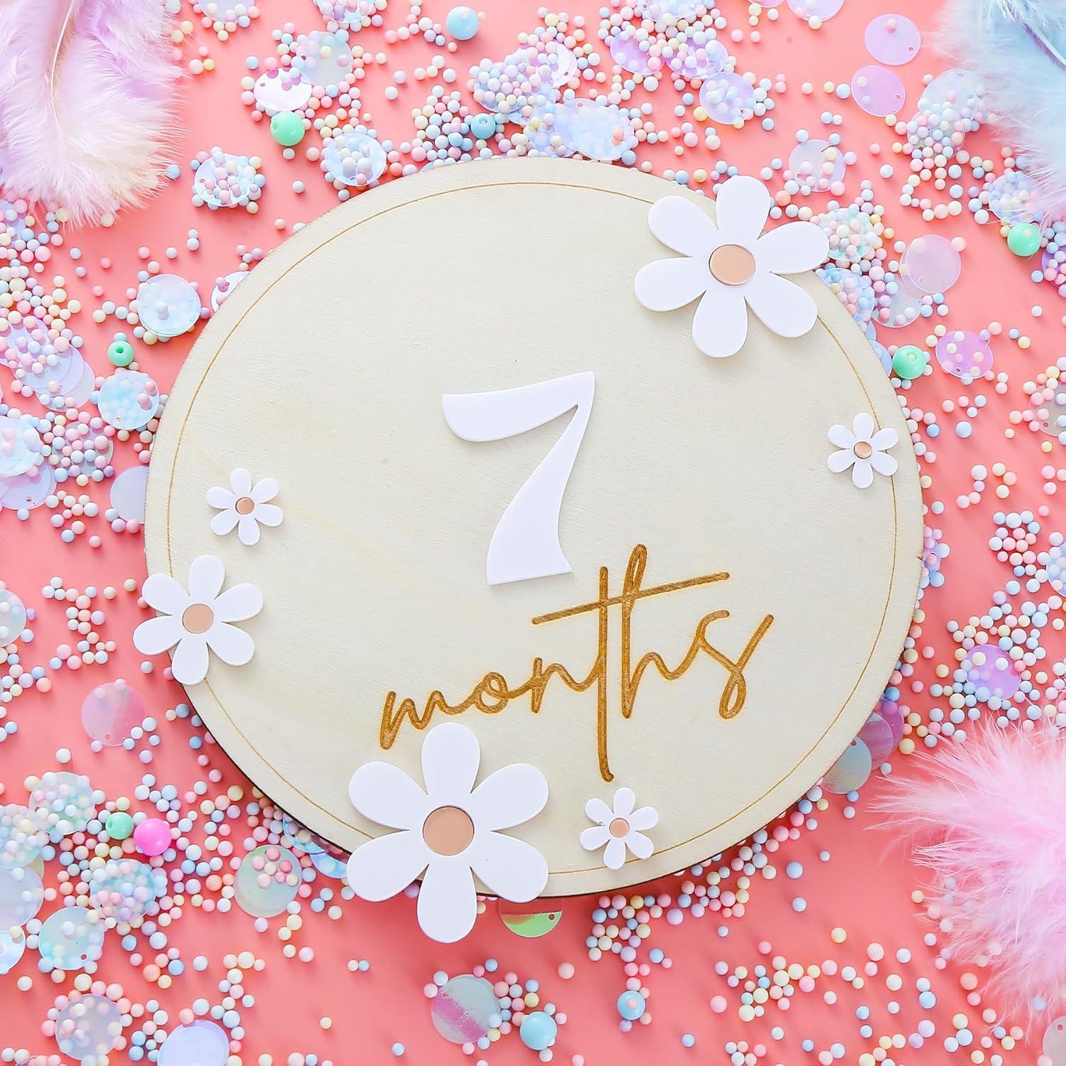 Tarjetas de Hitos Mensuales Bebé Madera LeeLeeAn - 19.3x16.8 cm