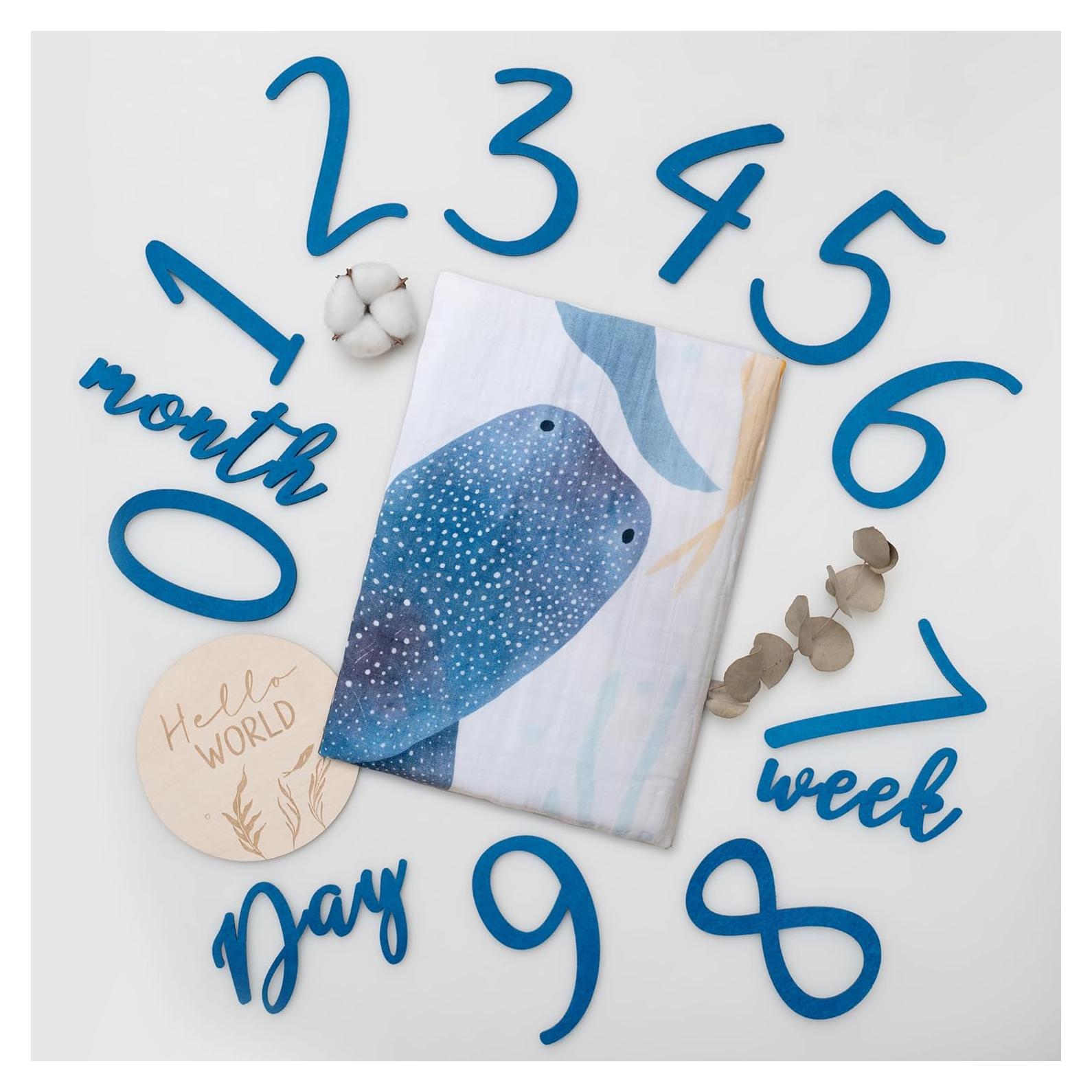 Manta de Hitos para Bebés Miaoberry Ocean - Algodón Orgánico 119.4 cm