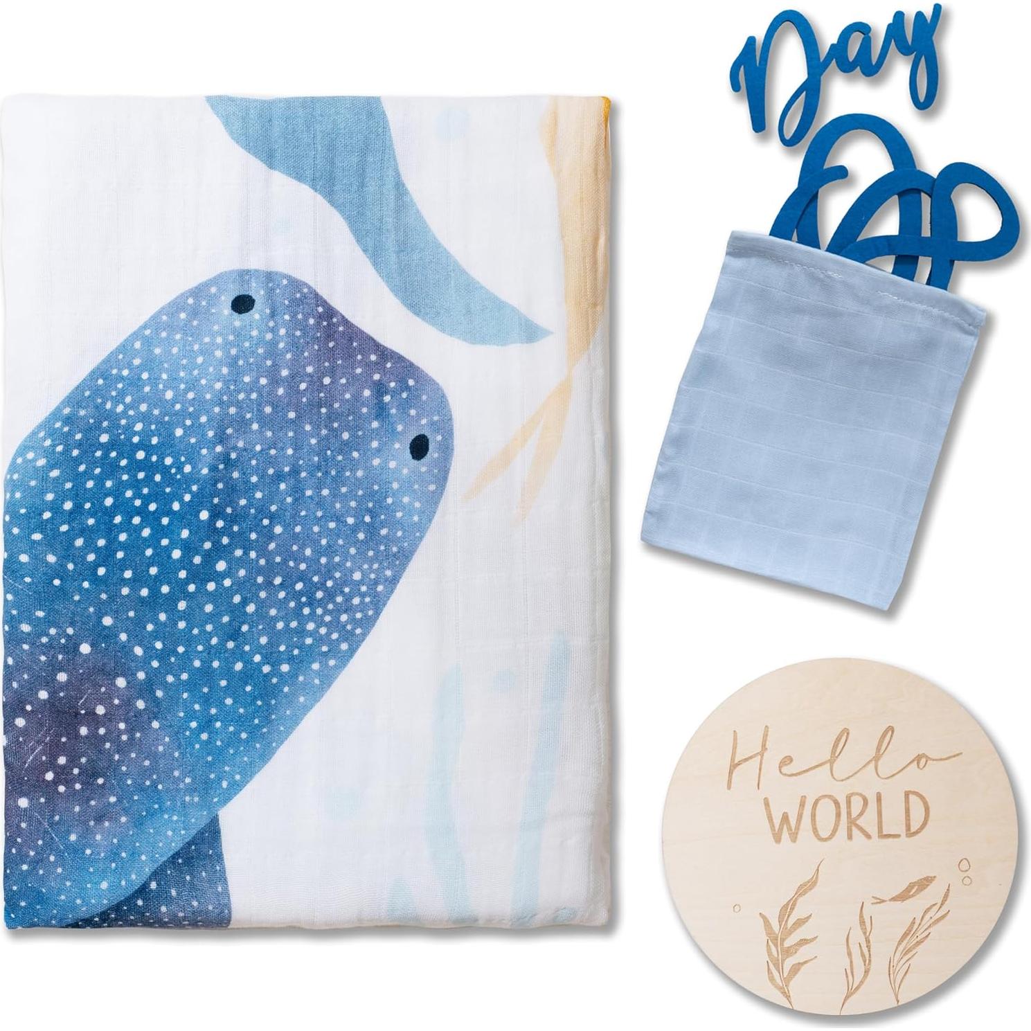 Manta de Hitos para Bebés Miaoberry Ocean - Algodón Orgánico 119.4 cm