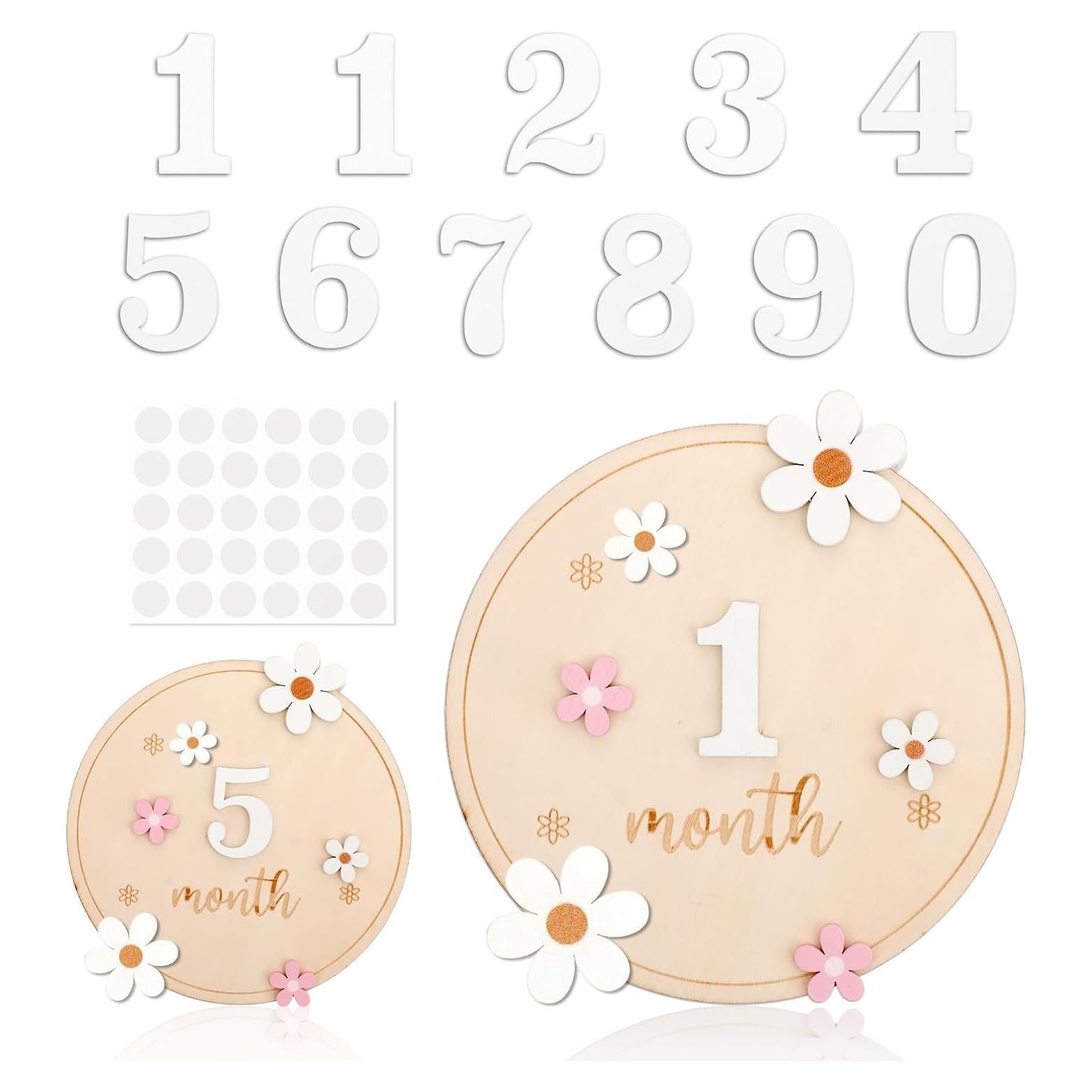 Tarjetas de Hitos Mensuales para Bebés Tucnoeu - Madera 15cm