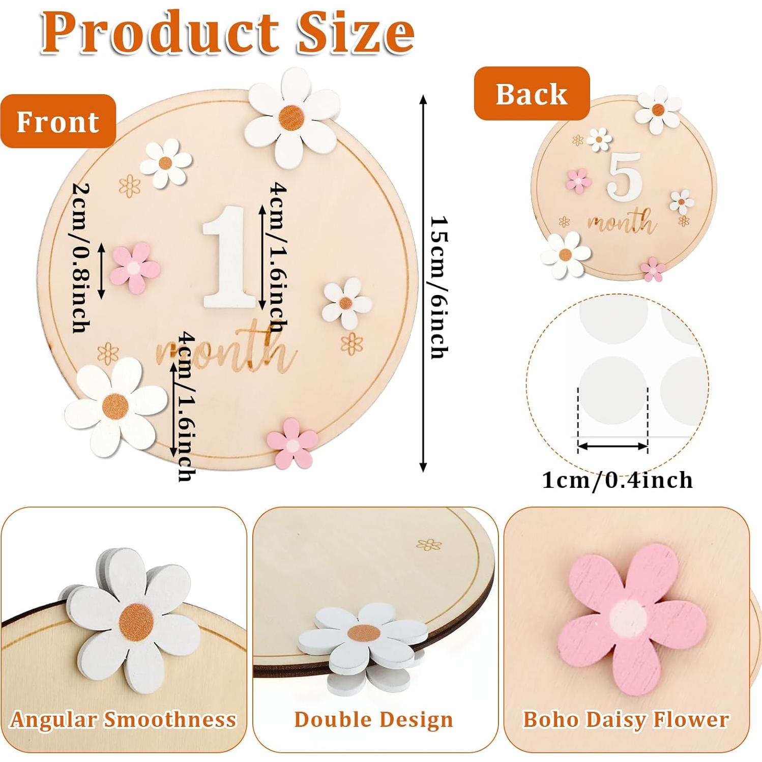 Tarjetas de Hitos Mensuales para Bebés Tucnoeu - Madera 15cm