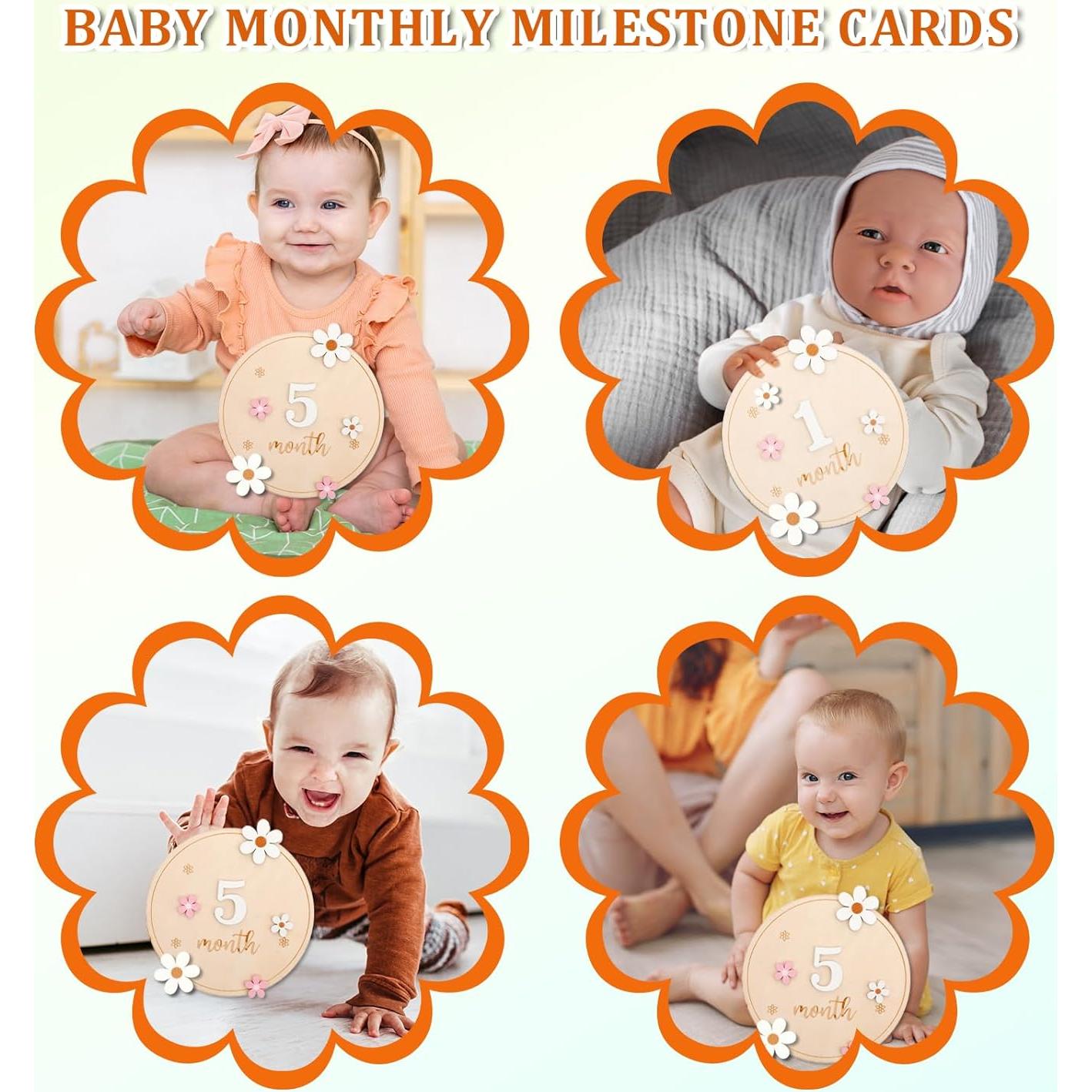 Tarjetas de Hitos Mensuales para Bebés Tucnoeu - Madera 15cm