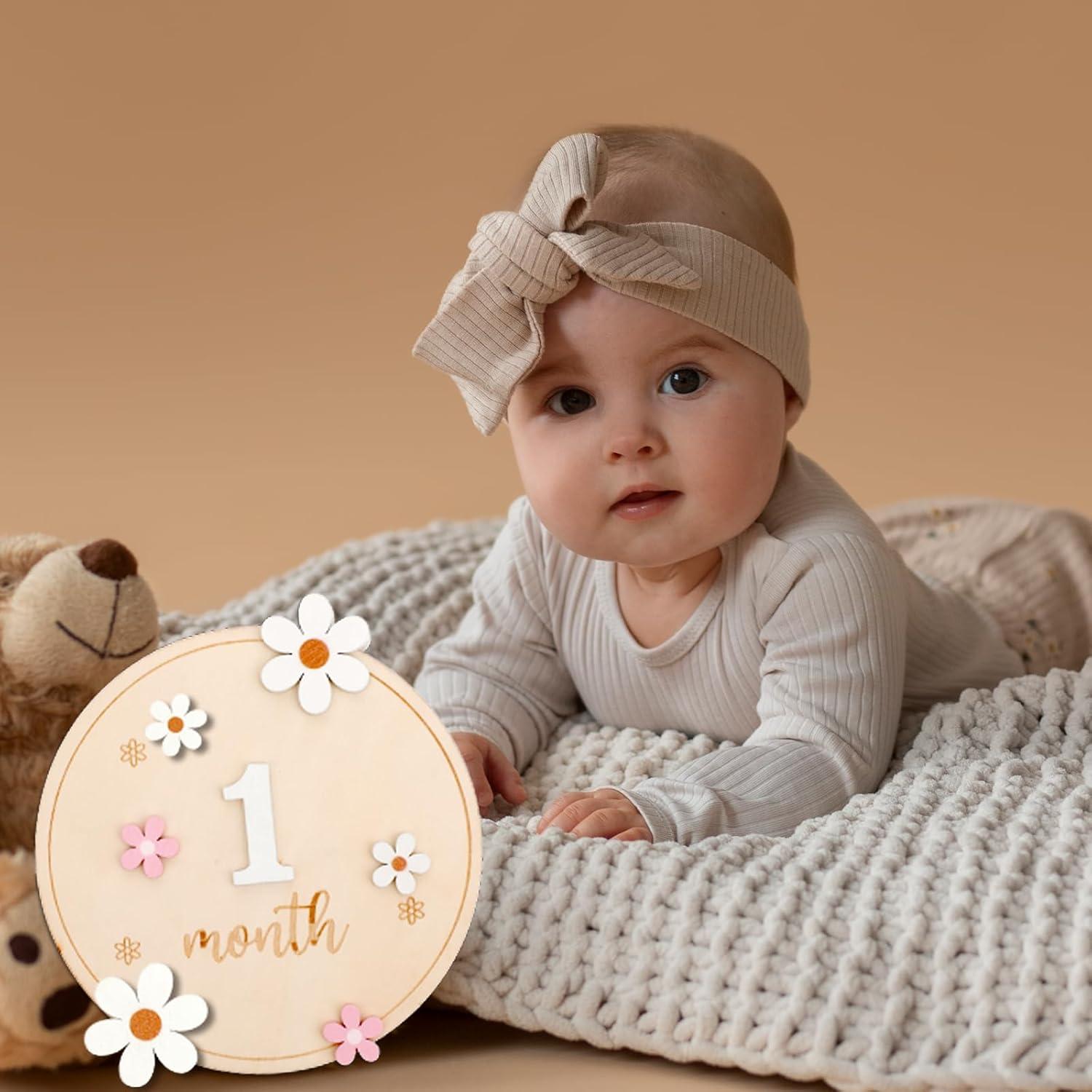 Tarjetas de Hitos Mensuales para Bebés Tucnoeu - Madera 15cm