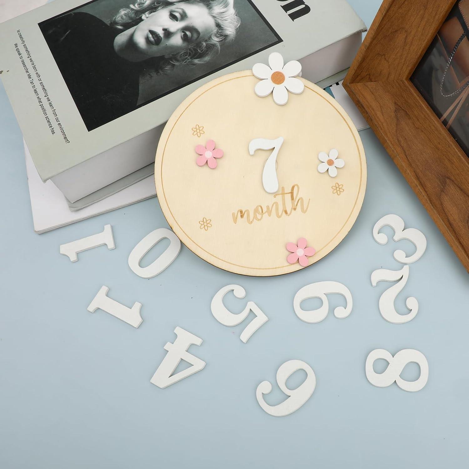 Tarjetas de Hitos Mensuales para Bebés Tucnoeu - Madera 15cm