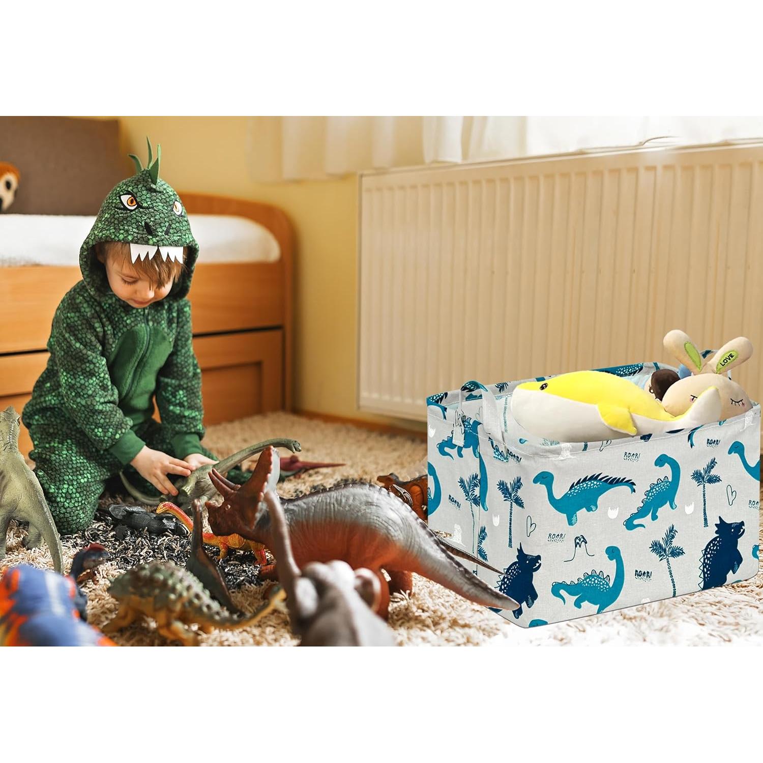 Cesta de Almacenamiento Impermeable MAIZMZ 37.8x25.9cm Dinosaurio Verde