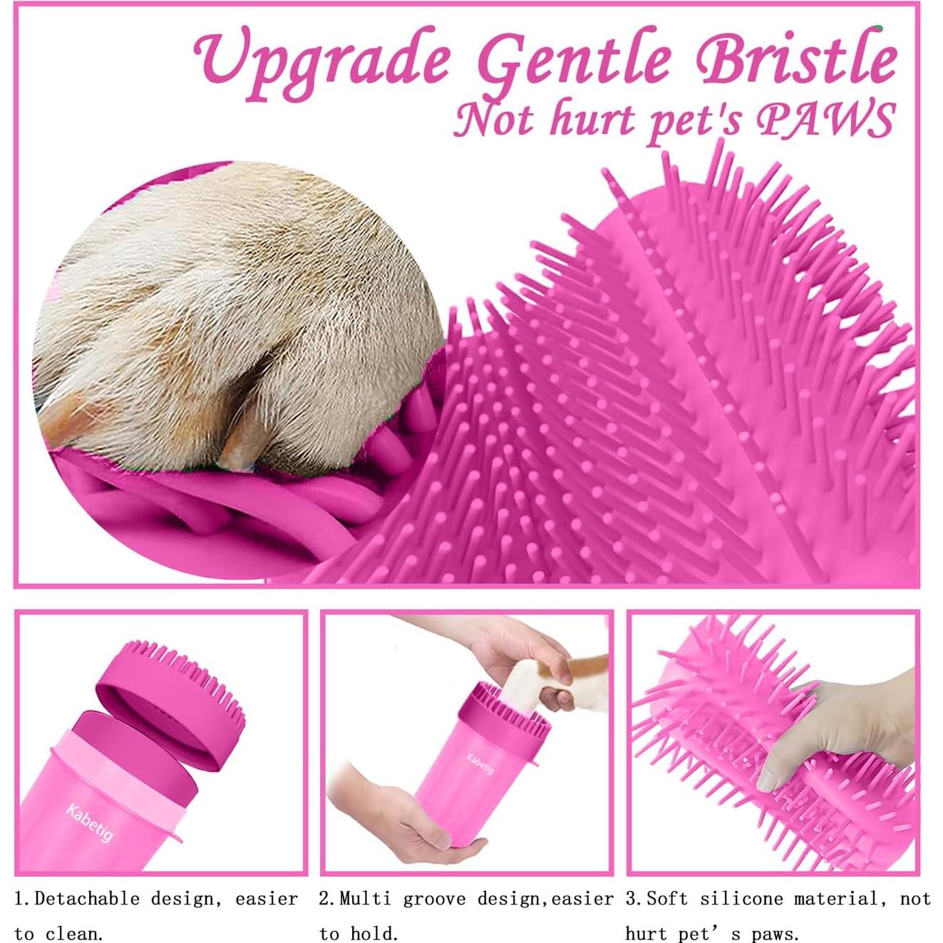 Limpiador de patas para perros Kabetig Mediano Rosa con 3 toallas