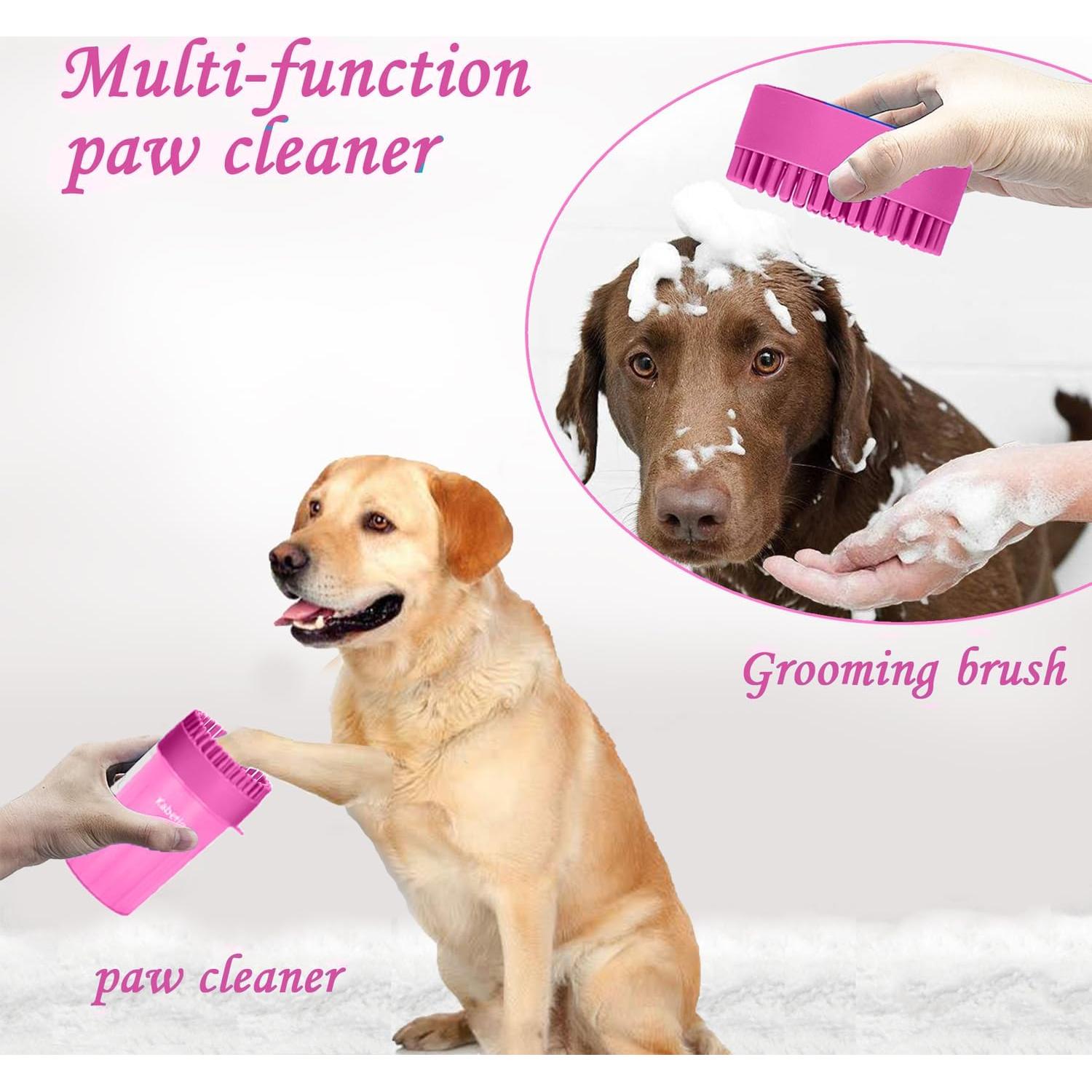 Limpiador de patas para perros Kabetig Mediano Rosa con 3 toallas