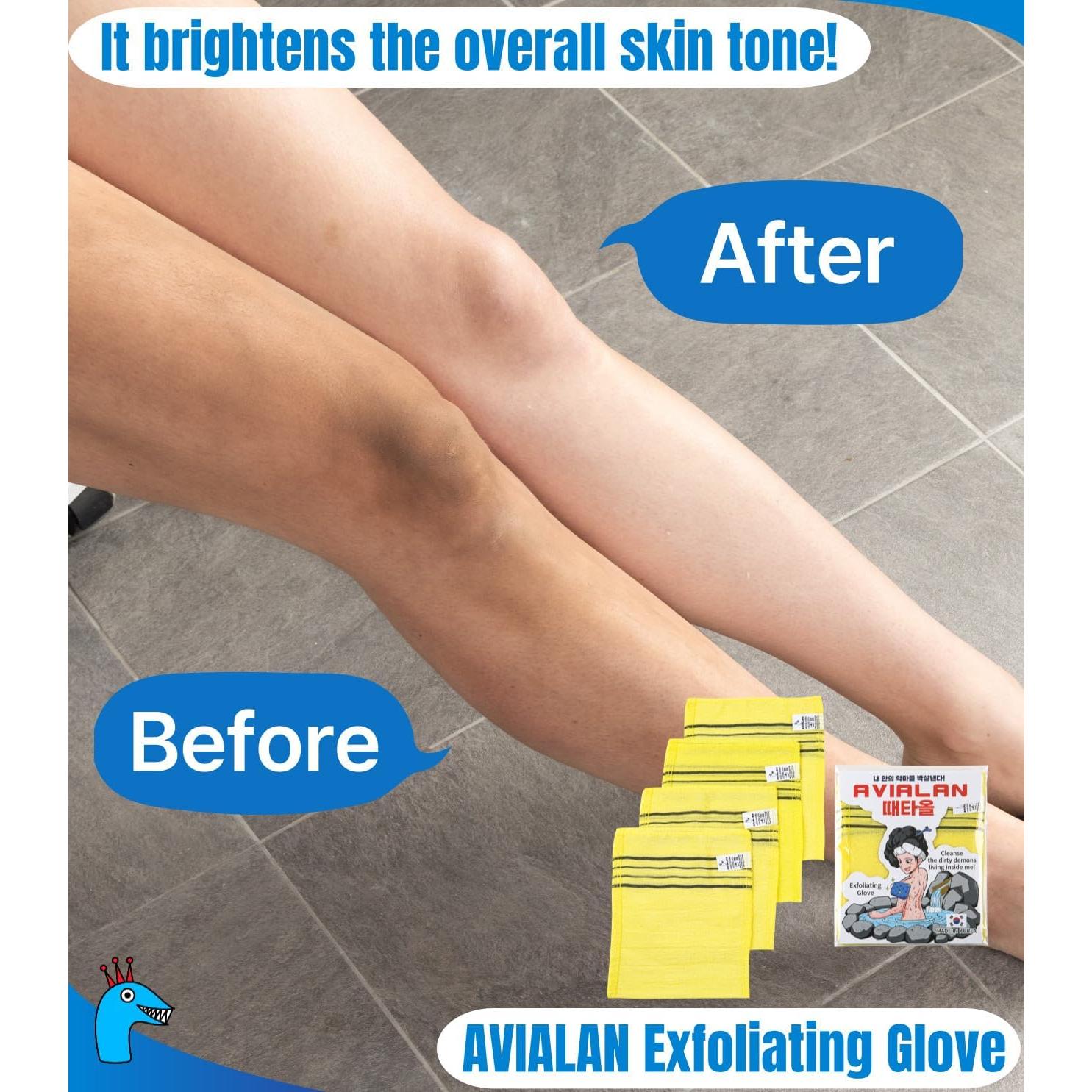 Guante Exfoliante AVIALAN Amarillo 4 Piezas Cuidado Piel