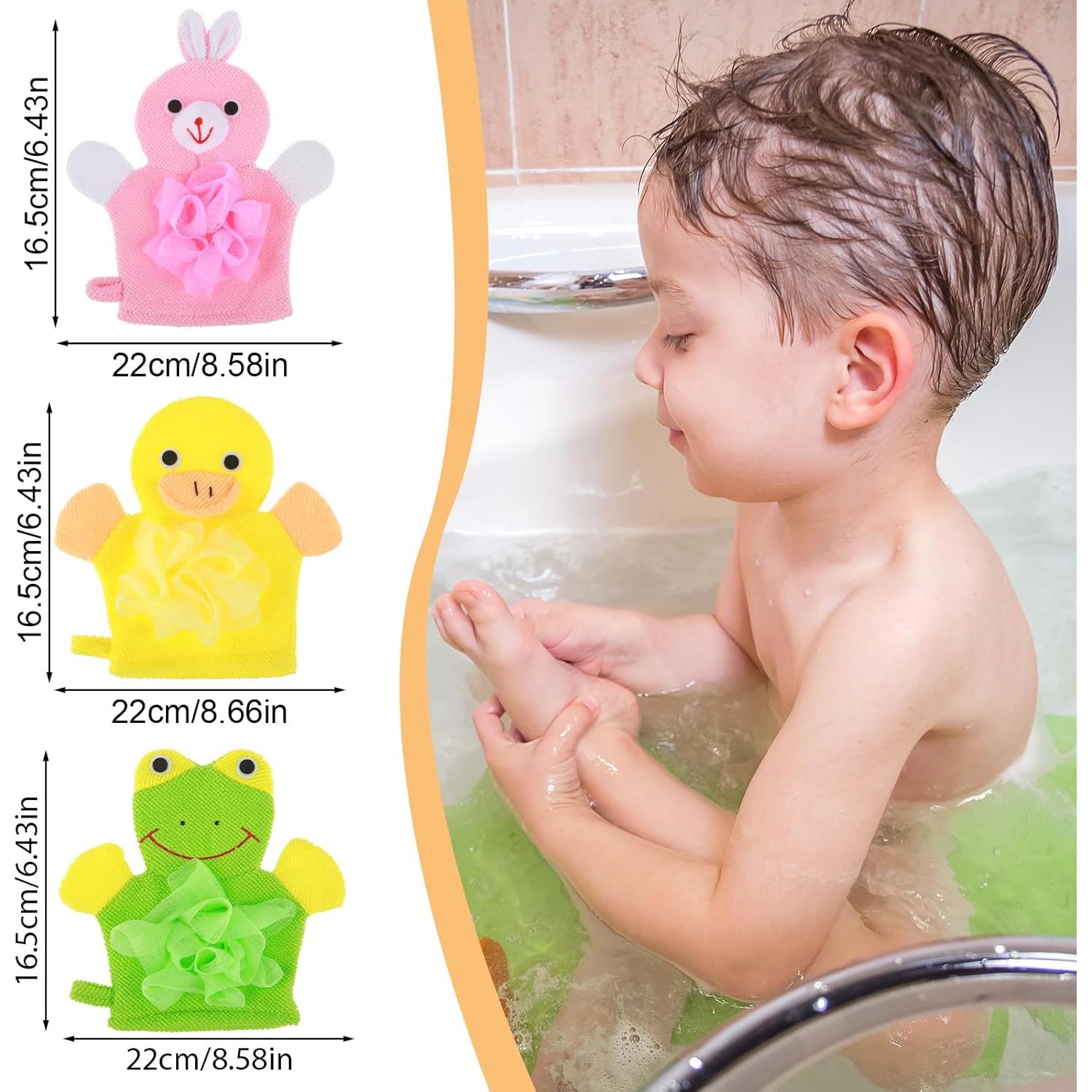Guantes de Baño Exfoliantes Qianyu 3 Pcs para Niños