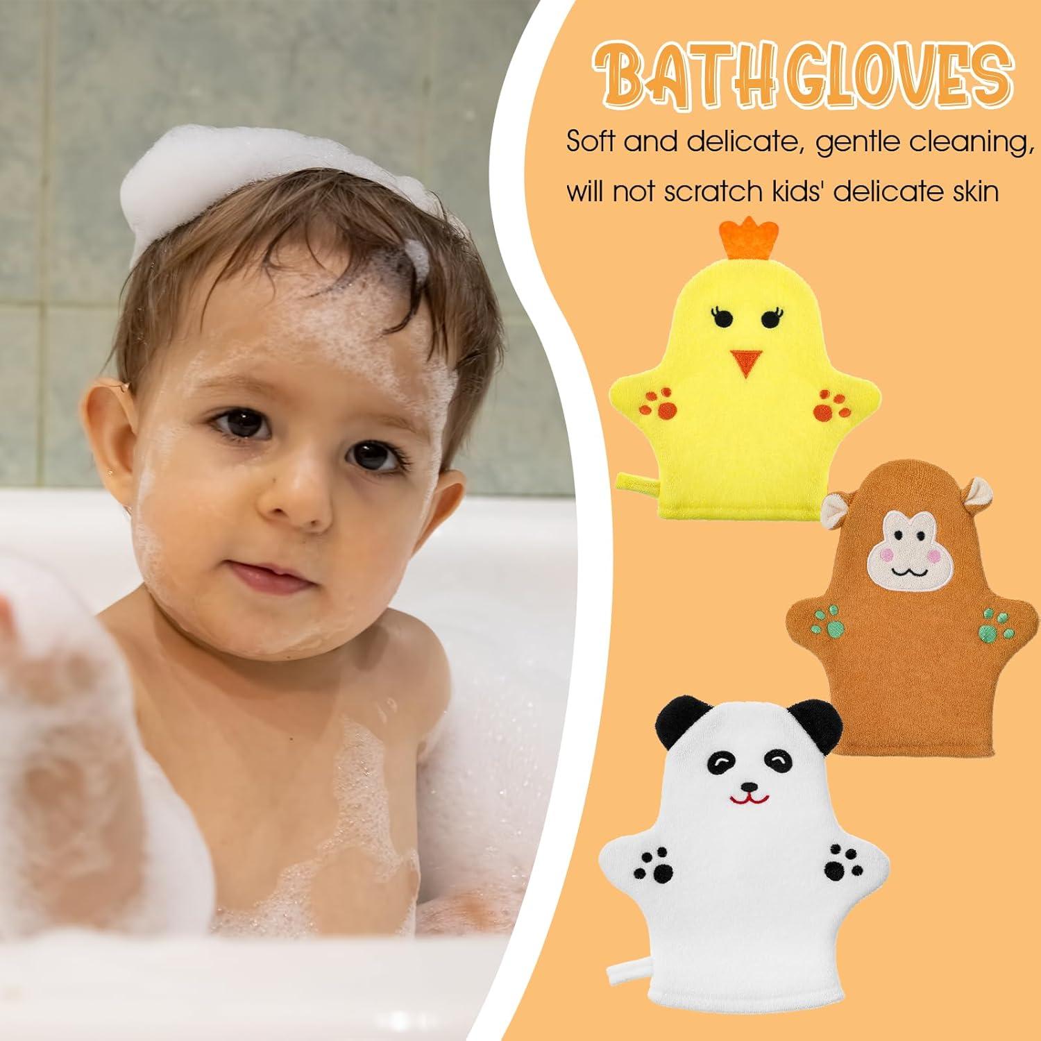 Guantes de Baño Exfoliantes Qianyu 3 Pcs para Niños