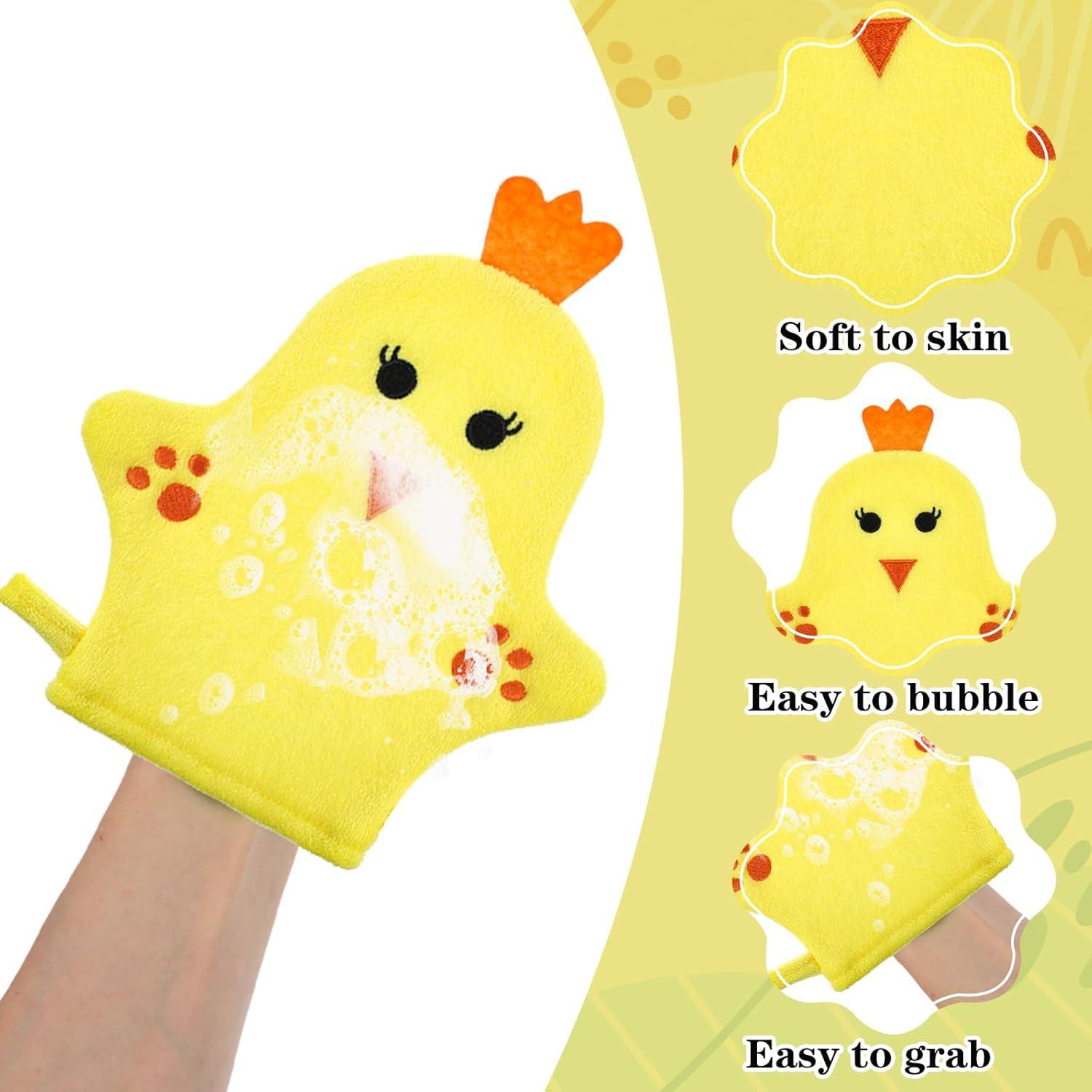 Guantes de Baño Exfoliantes Qianyu 3 Pcs para Niños