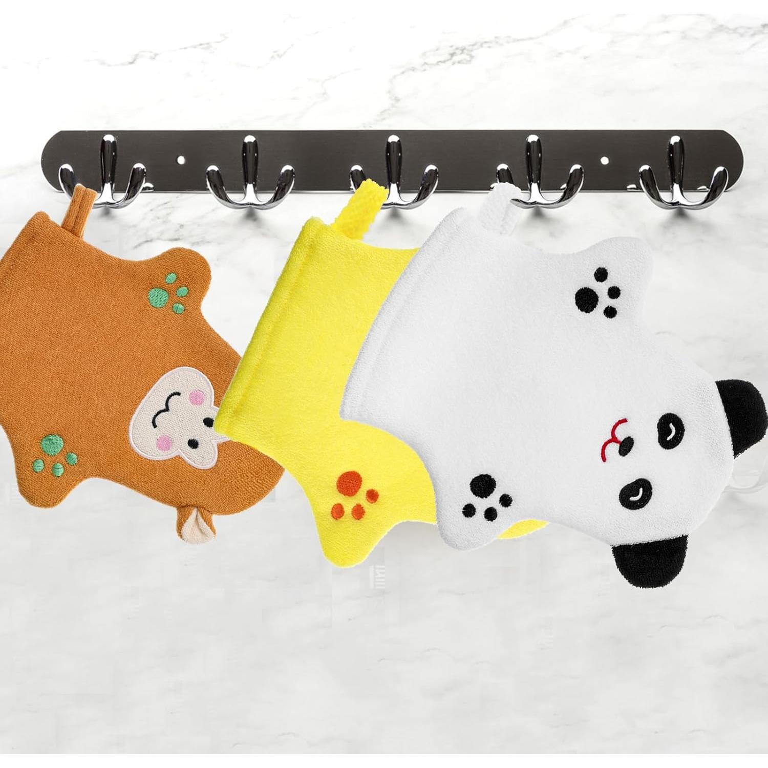 Guantes de Baño Exfoliantes Qianyu 3 Pcs para Niños