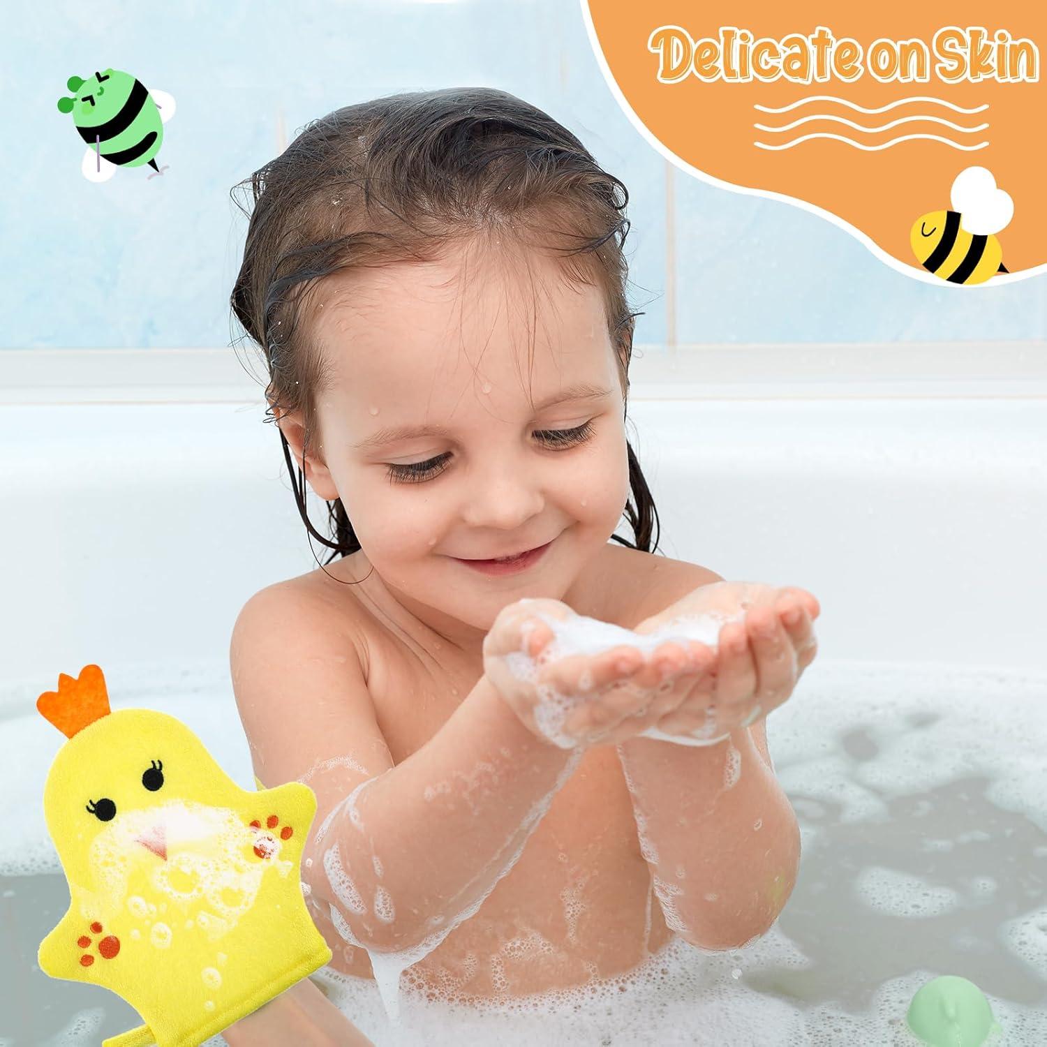 Guantes de Baño Exfoliantes Qianyu 3 Pcs para Niños